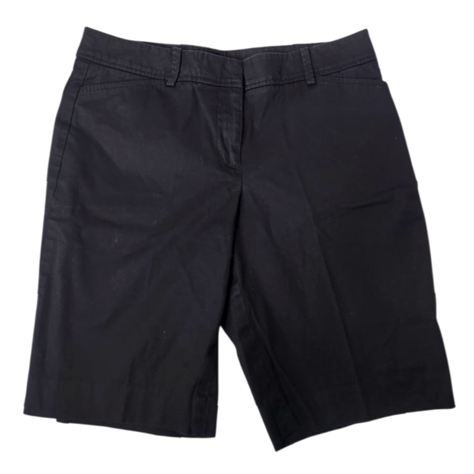 Talbots Talbots Womens 6P Petite Black Flat Front Cotton Chino Shorts Belted Pockets Size 28" / US 6 / IT 42 - 2 Thumbnail