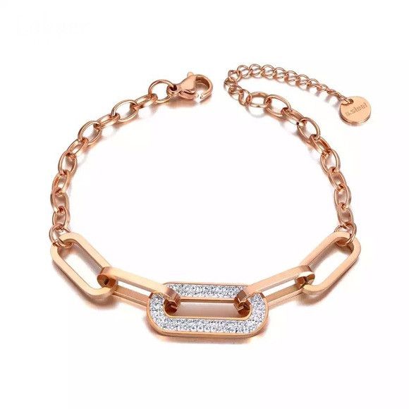 Other Stainless Steel CZ Crystal Chain Bracelet (G) Size ONE SIZE - 1 Thumbnail