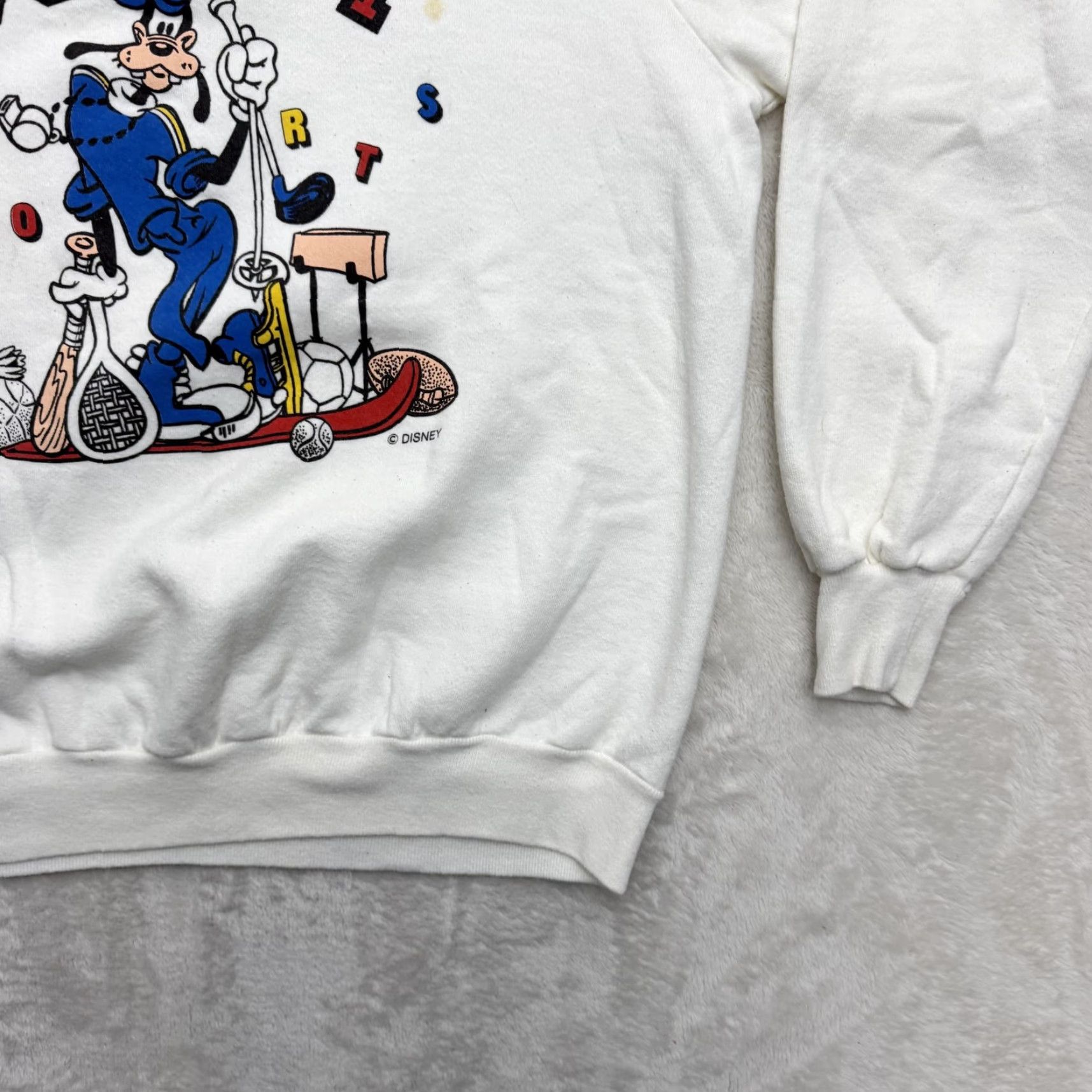 Jerzees VINTAGE Disney Goofy Sports Jerzees Sweatshirt Mens Large White Graphic Print Fleece USA Size US L / EU 52-54 / 3 - 6 Thumbnail