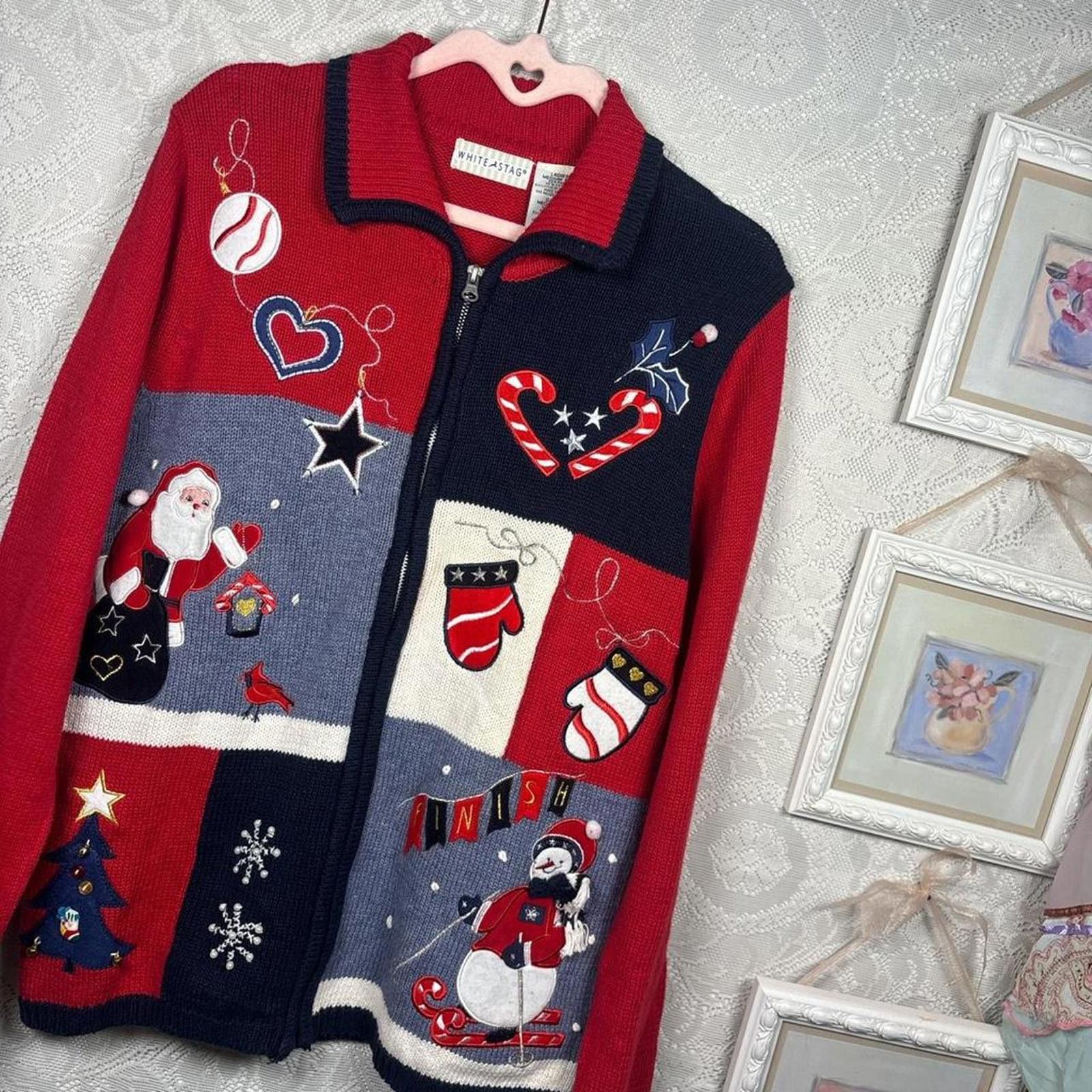 Other vintage Christmas patchwork zip up cardigan Size M / US 6-8 / IT 42-44 - 2 Thumbnail