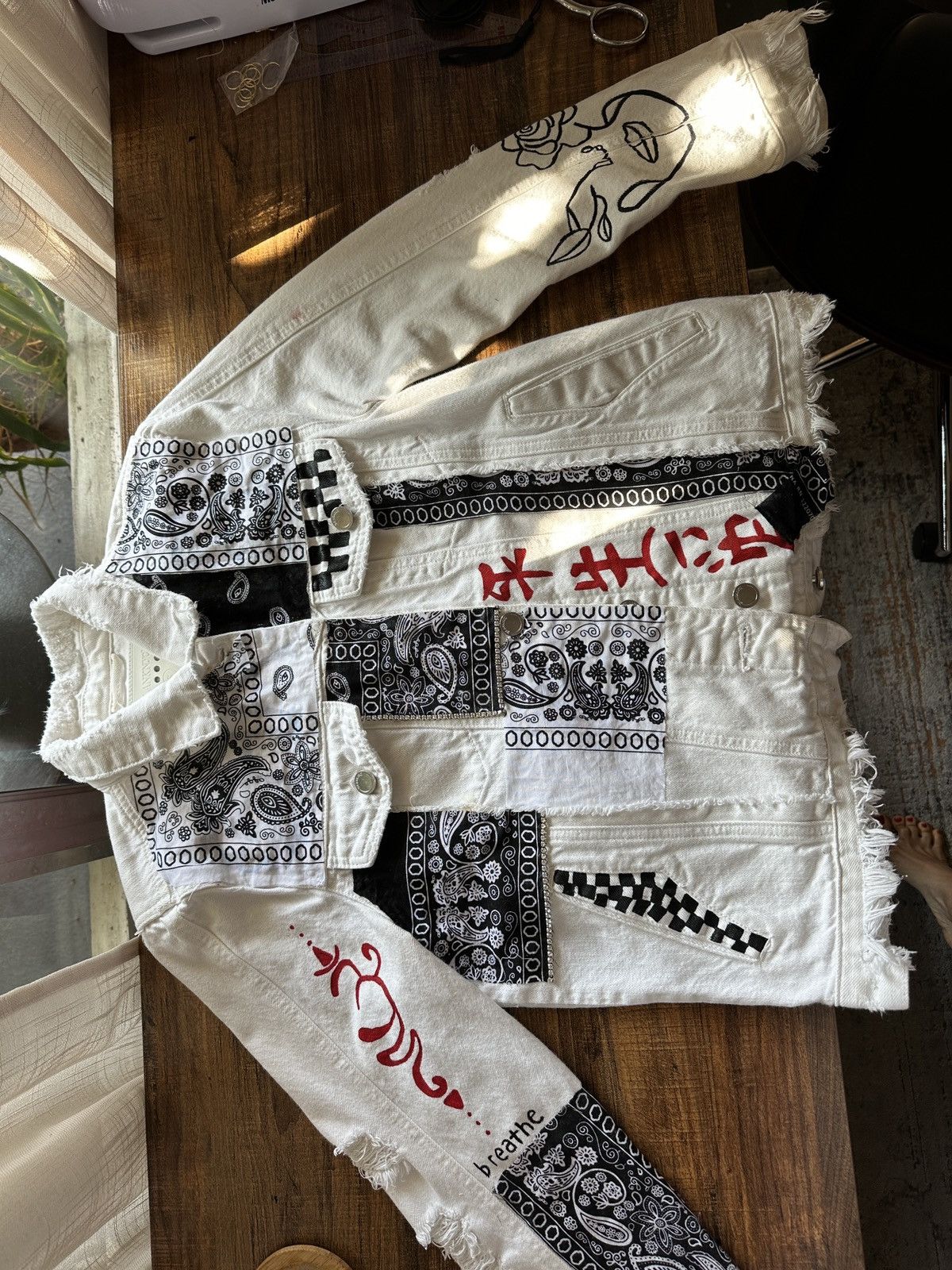 image of Denim Styled Jacket in White, Women's (Size Medium)