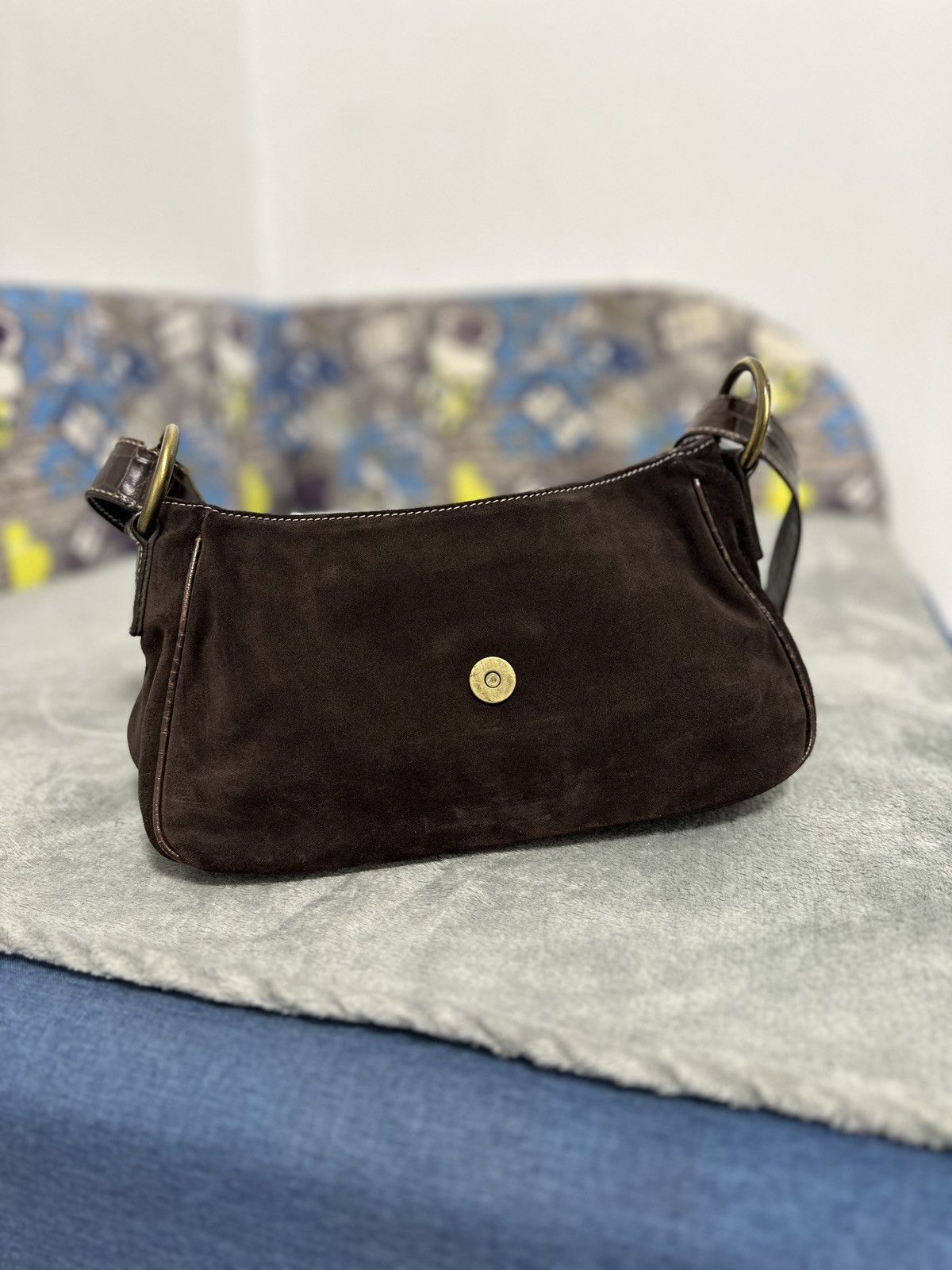 Max Mara Vintage Max Mara Shoulder Suede Crocodile Bag Size ONE SIZE - 11 Thumbnail