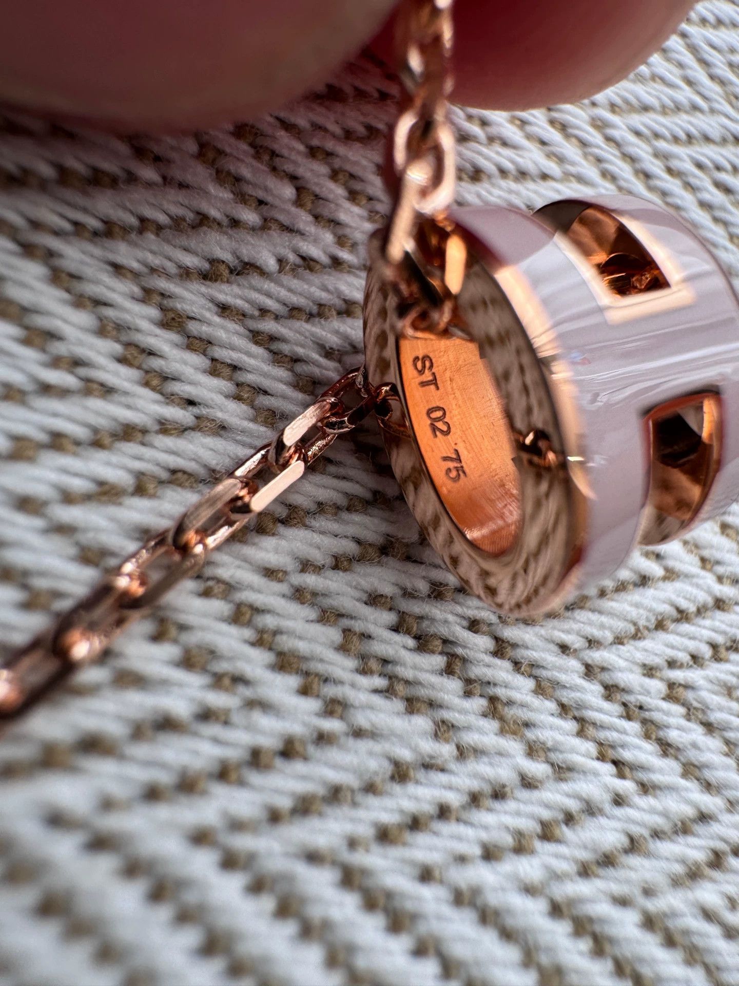 Hermes HERMES Mini Pop H Necklace Apricot Pink Rose Gold Tone Size ONE SIZE - 4 Thumbnail
