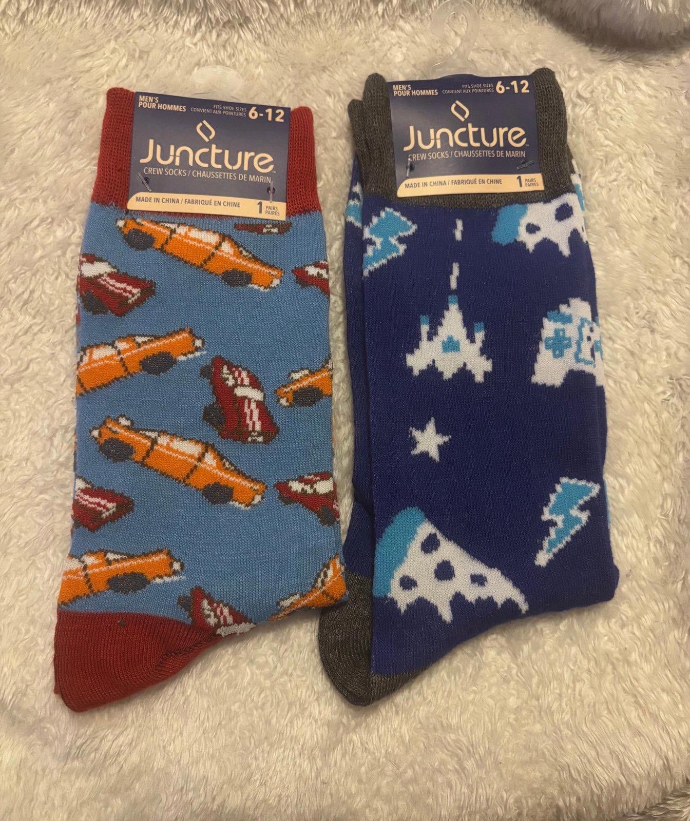 Other Juncture Mens 2 Pair Crew Socks Size 6-12 Size ONE SIZE - 1 Thumbnail