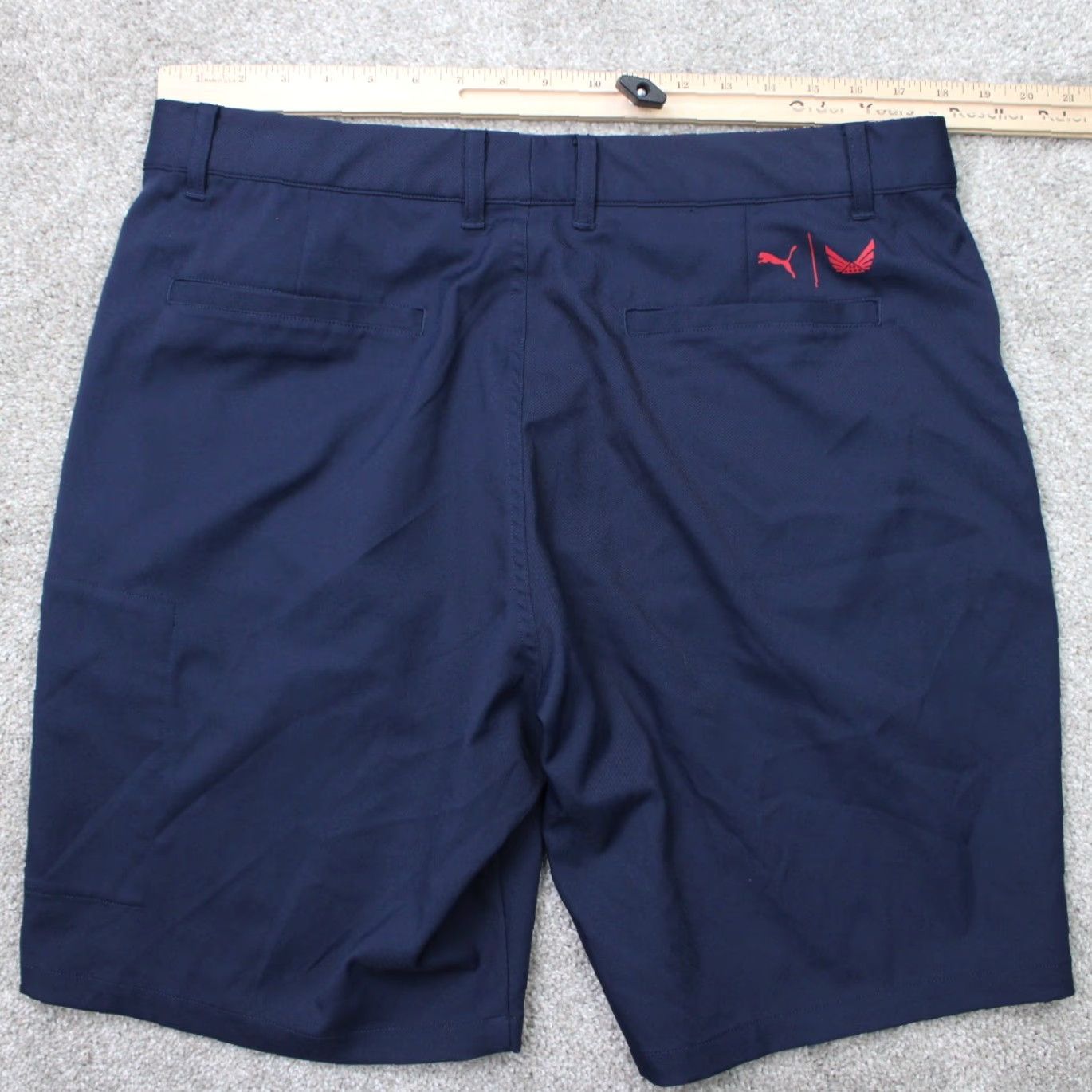 Puma Puma Shorts Mens 36 Blue Polyester Flat Front Bermuda Cargo Athletic Check Pocket Stretch Modern Size US 36 / EU 52 - 6 Thumbnail