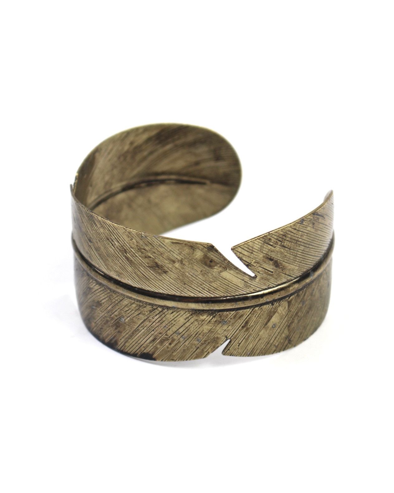 Vintage 2000S JAPANESE MADE BRASS FEATHER CUFF BRACELET Size ONE SIZE - 1 Thumbnail