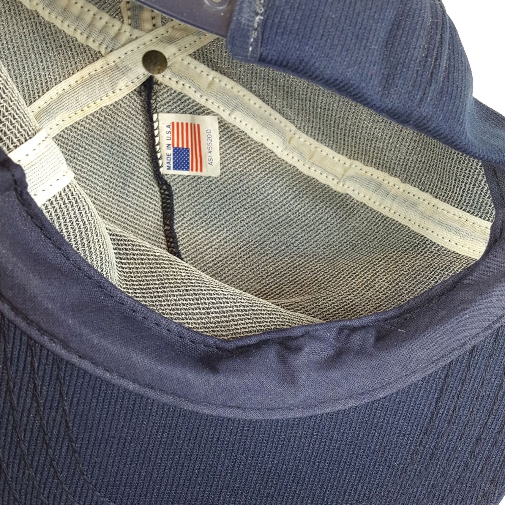 Vintage Vintage Lumber USA Trucker Hat Snapback Puff Print Cap Blue Navy Men Adjustable Cap Size ONE SIZE - 7 Thumbnail