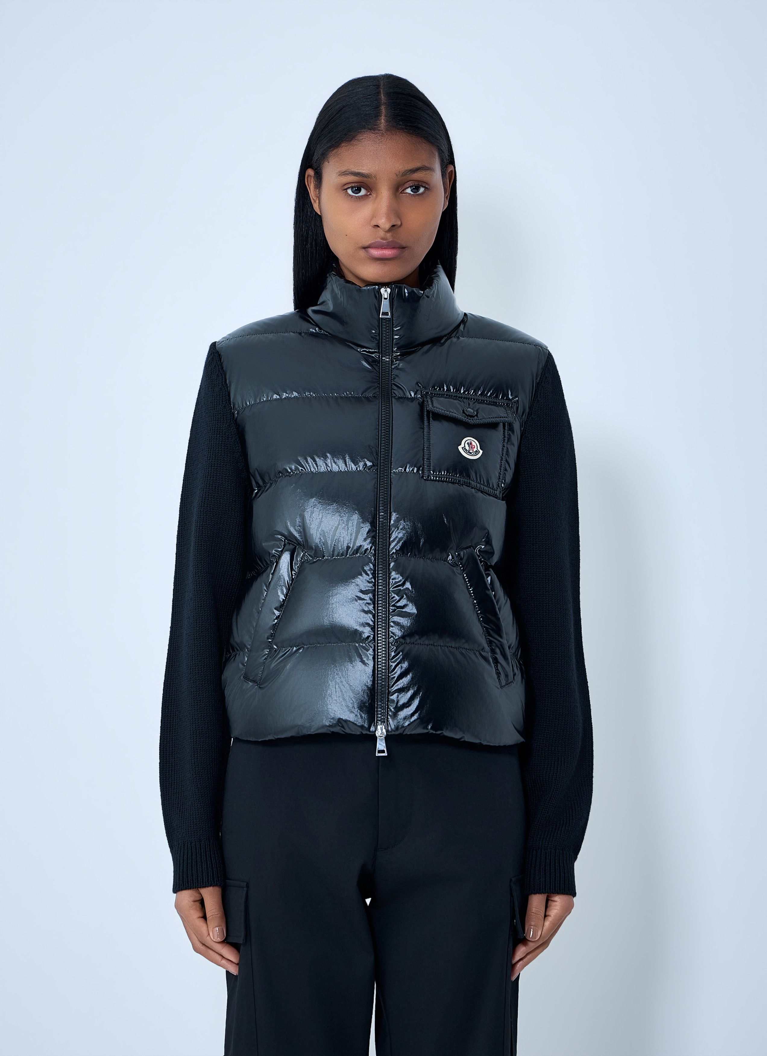 Moncler Quilted Down Gilet with Knit Sleeves Size L / US 10 / IT 46 - 1 Thumbnail