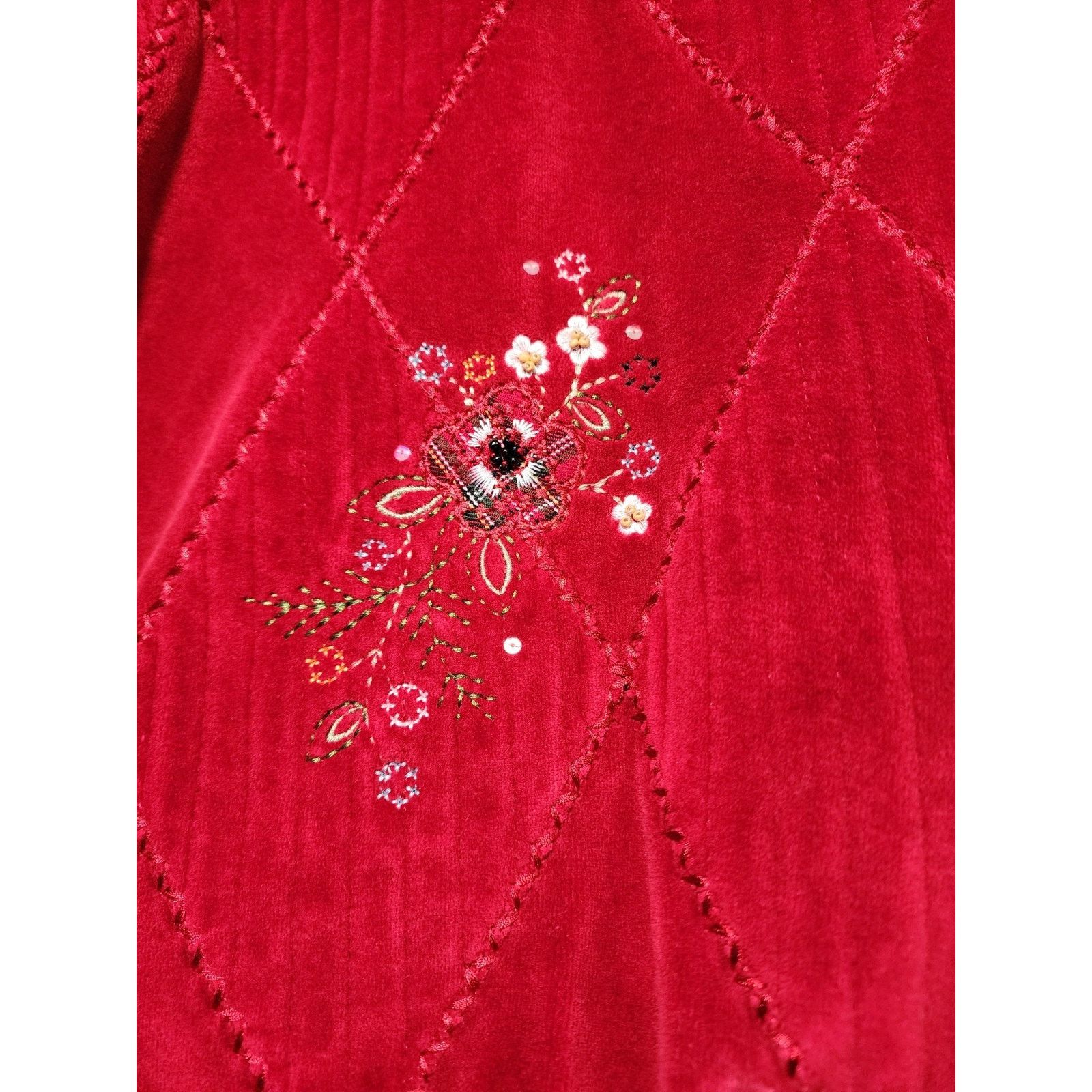 Other Alfred Dunner Vintage Medium Red Velvet Sweatshirt Size M / US 6-8 / IT 42-44 - 3 Thumbnail