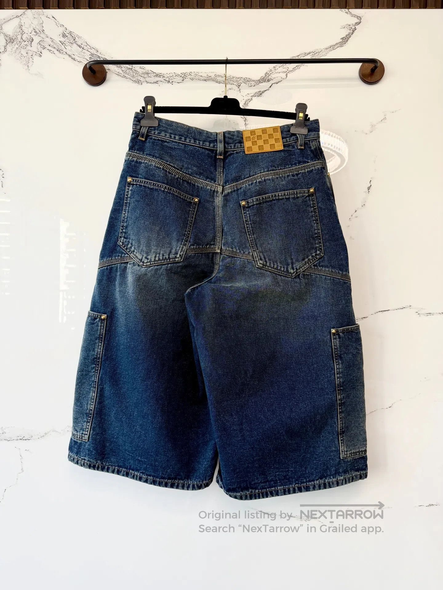 Louis Vuitton Louis Vuitton Vintage Washed Cargo Woodcut Denim Shorts| Size US 29 - 3 Thumbnail