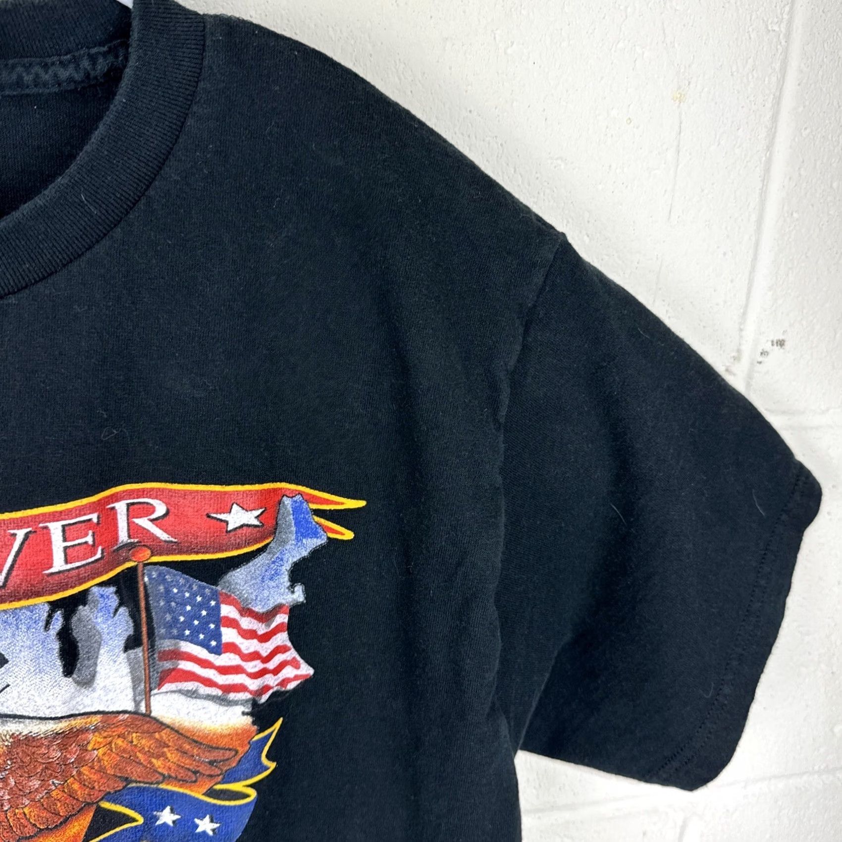 Fruit Of The Loom VINTAGE Land Of The Free T Shirt Large American Black 2000s Eagle Fruit of the Loom Heavy Mens Short Sleeve Cotton USA Patriotic Logo Shirt Size US L / EU 52-54 / 3 - 7 Thumbnail