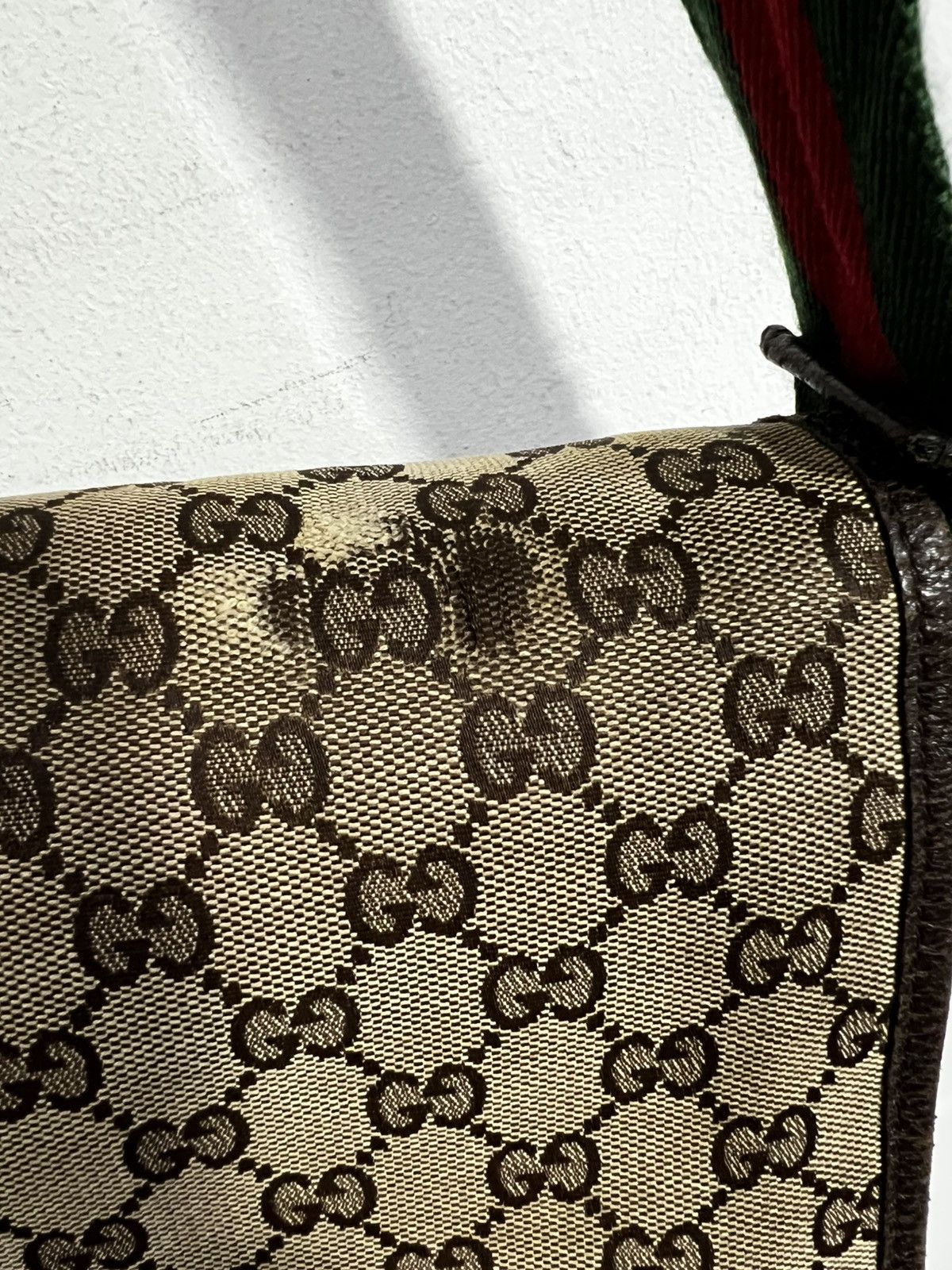 Gucci GUCCI Monogram Web Medium Flap Messenger Beige Dark Brown Size ONE SIZE - 6 Thumbnail