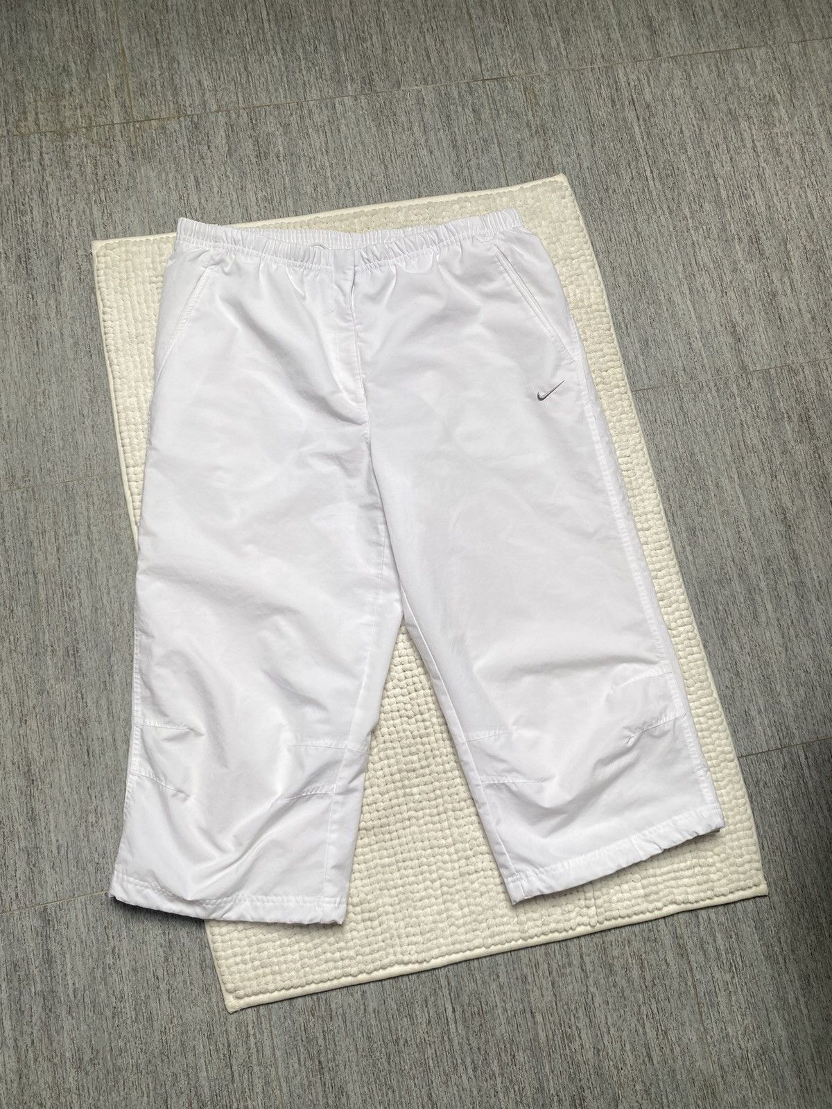 Nike × Vintage Nike Vintage W 3/4 nylon pants swoosh y2k 00s white drill Size 34" / US 12 / IT 48 - 3 Thumbnail