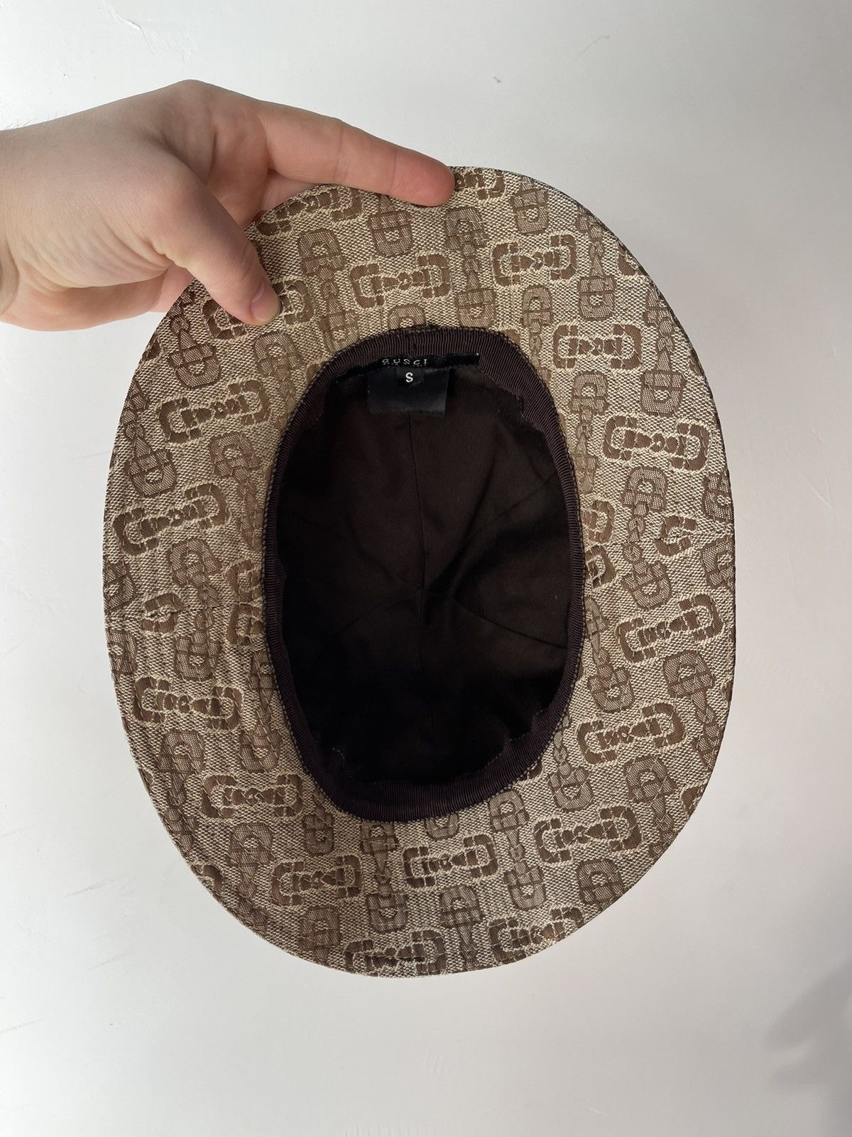 Gucci Gucci Vintage Horsebit Monogram Bucket Hat Canvas Brown Size ONE SIZE - 7 Thumbnail