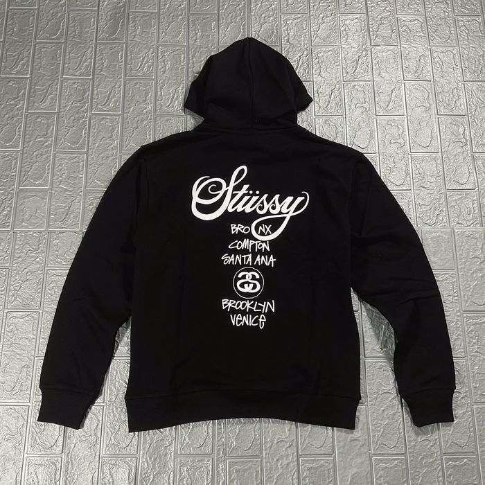 Stussy world tour hoodie hot sale black