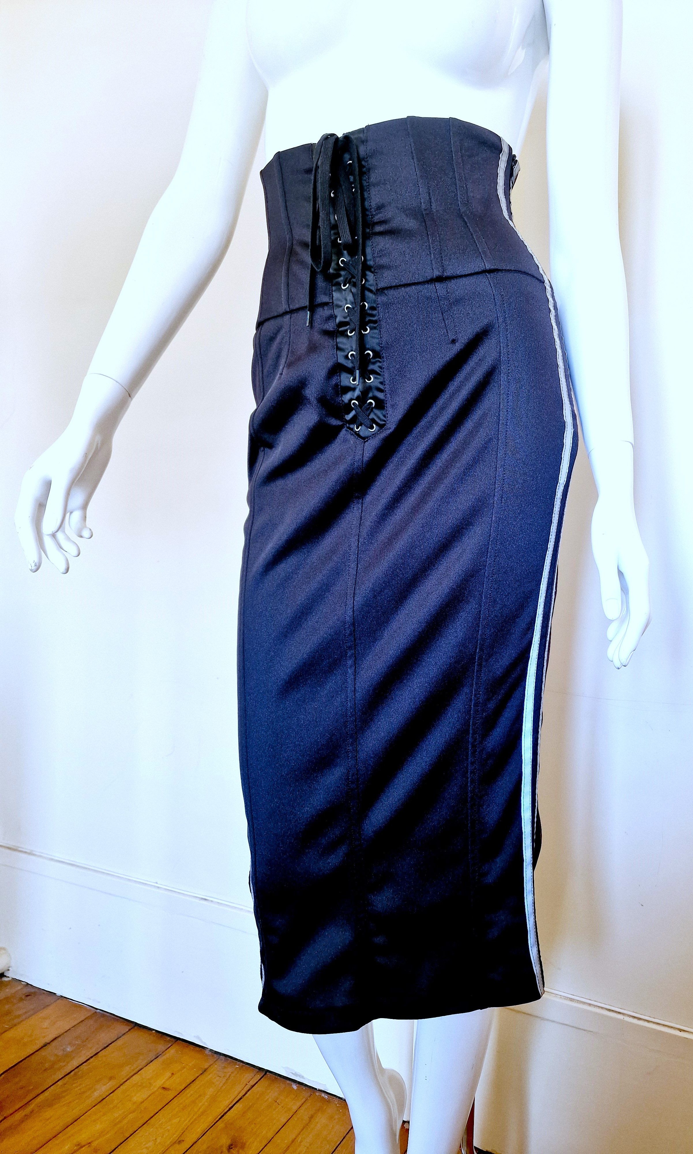 Jean Paul Gaultier D&G Dolce and Gabbana Radio Corset Lace Up High Waist Skirt Size 27" / US 4 / IT 40 - 2 Thumbnail