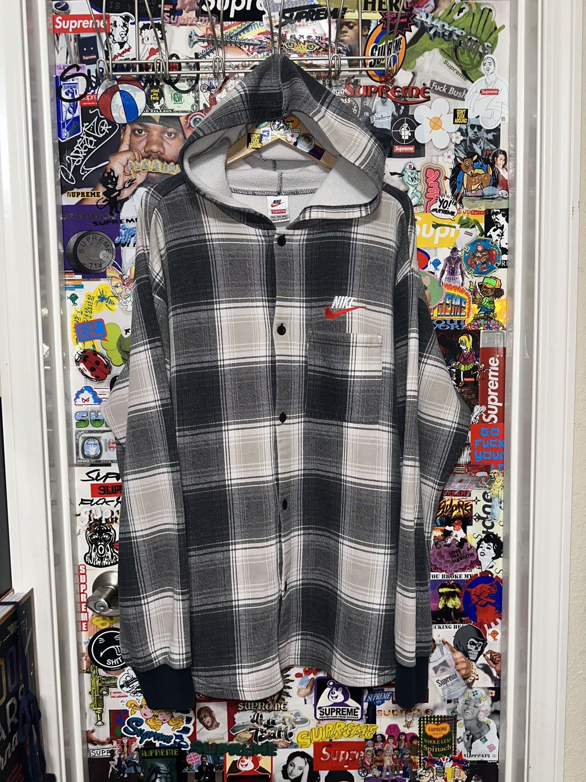 Nike Streetwear Supreme FW18 Supreme Nike Plaid Hoodie Black 2018 Size XXL RARE Grailed