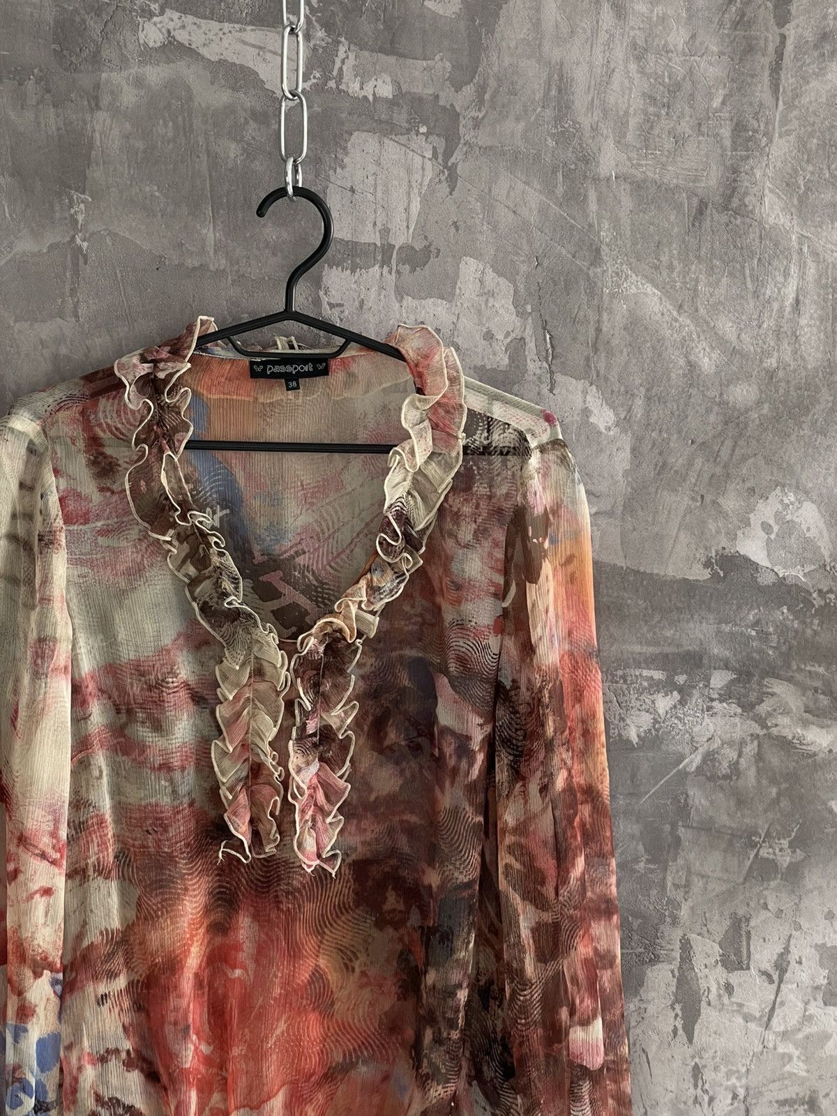 Hysteric Glamour × Le Grande Bleu (L.G.B.) Y2K Avant Garde Mesh Coloured Long Sleeve Blouse Size M / US 6-8 / IT 42-44 - 4 Thumbnail
