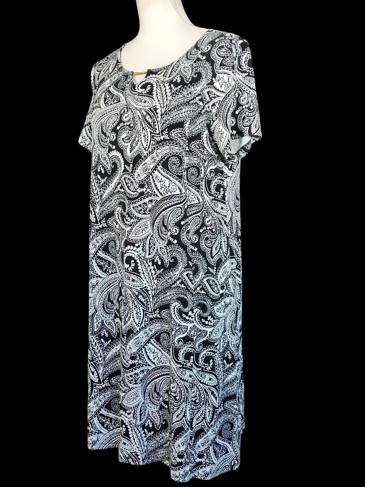 Other Kim Rogers Black and White Paisley Print Casual Dress Size S / US 4 / IT 40 - 5 Thumbnail