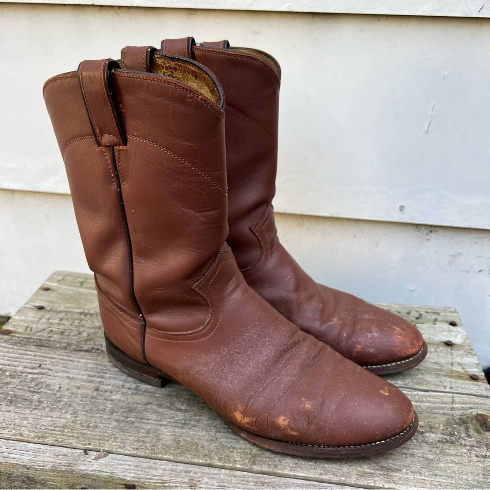 Bottines Cowboy Justin En Cuir Bordeaux Pour Femme - Taille 5 C, Style Western Roper, état Occasion
