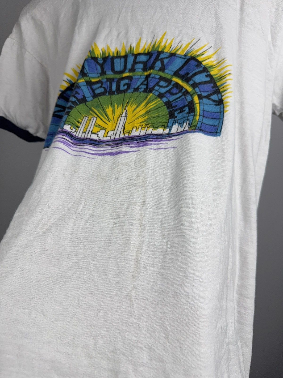 Vintage RARE Vintage 1970s New York Big Apple Ringer Retro T-Shirt Size US S / EU 44-46 / 1 - 6 Thumbnail