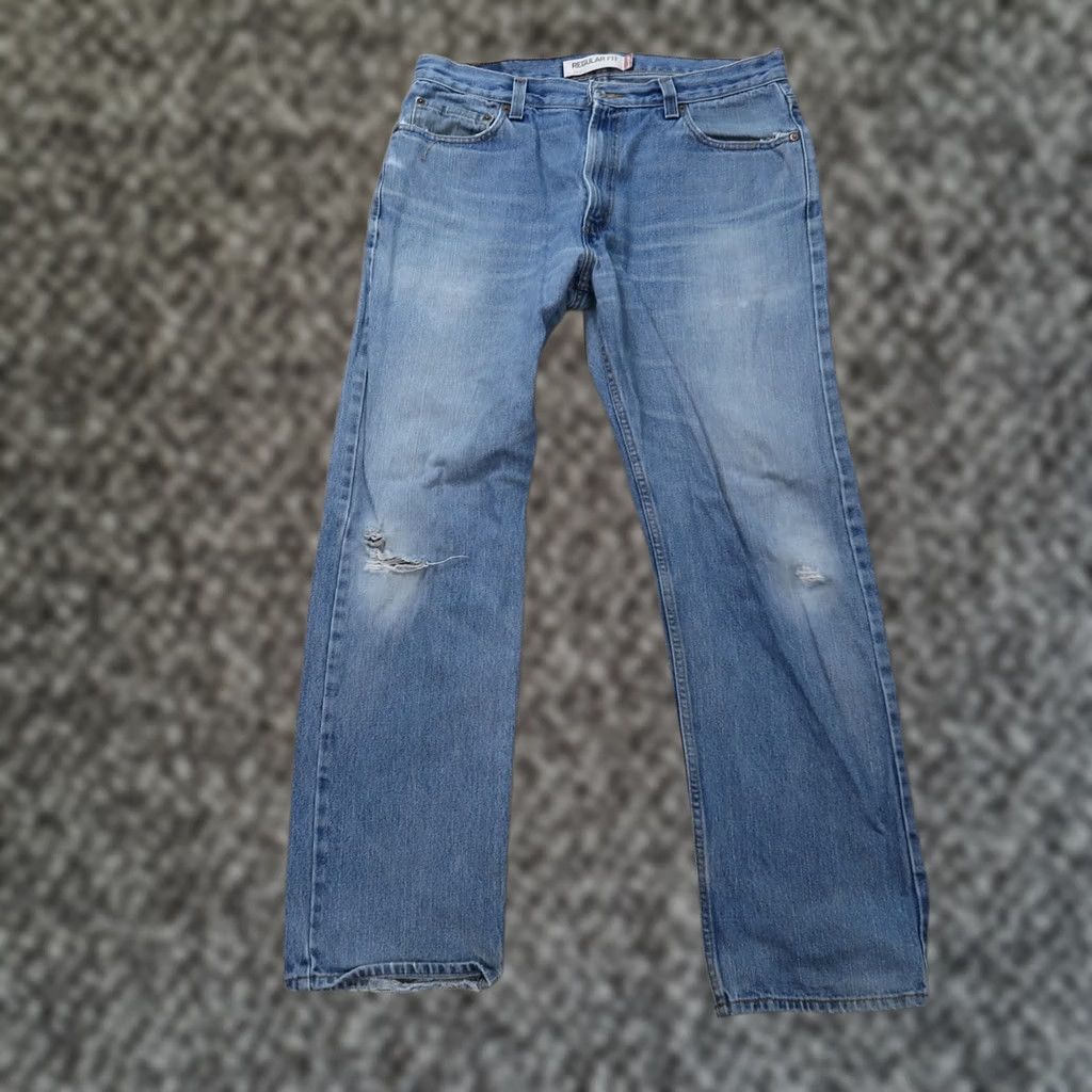 Levi's Levi's 505 Regular Fit Jeans Men's 36x32 Blue Denim Distressed Vintage USA 90s Straight Pants Mens Size US 36 / EU 52 - 1 Thumbnail