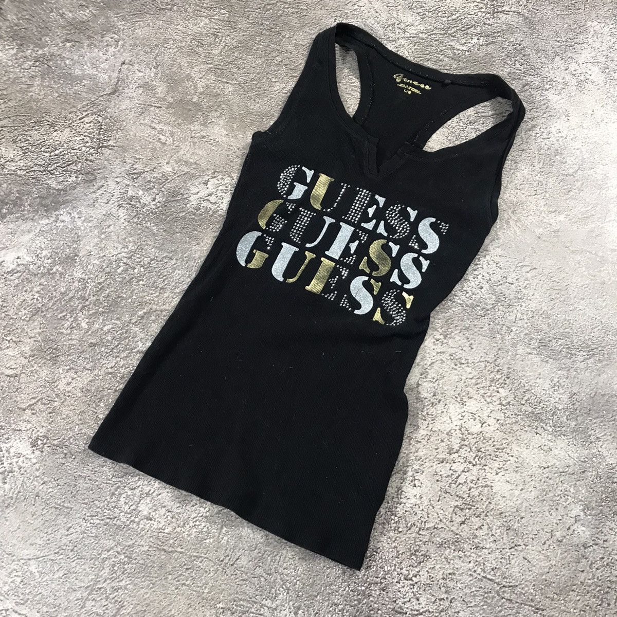 Vintage Vintage Y2K Guess Logo Racerback Tank Top Streetwear Slim L Size L / US 10 / IT 46 - 4 Thumbnail