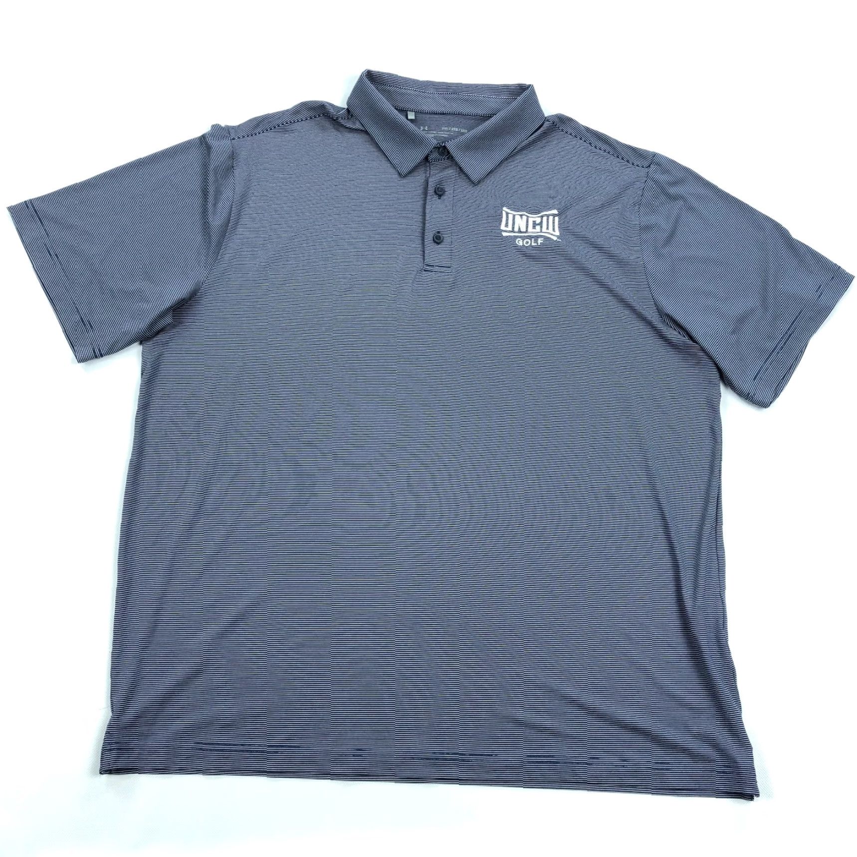Under Armour Under Armour Golf Polo Shirt Men's 2XL Blue White Striped Performance Loose Size US XXL / EU 58 / 5 - 2 Thumbnail