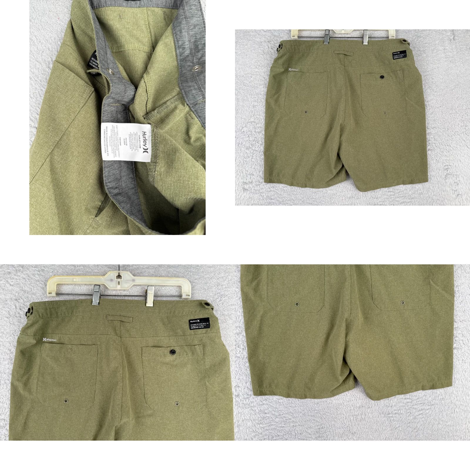 Hurley Hurley Mens Shorts 36 Green Phantom Chino Rip-Stop Polyester Blend 38x7 Casual Pocket Logo Size US 36 / EU 52 - 9 Thumbnail
