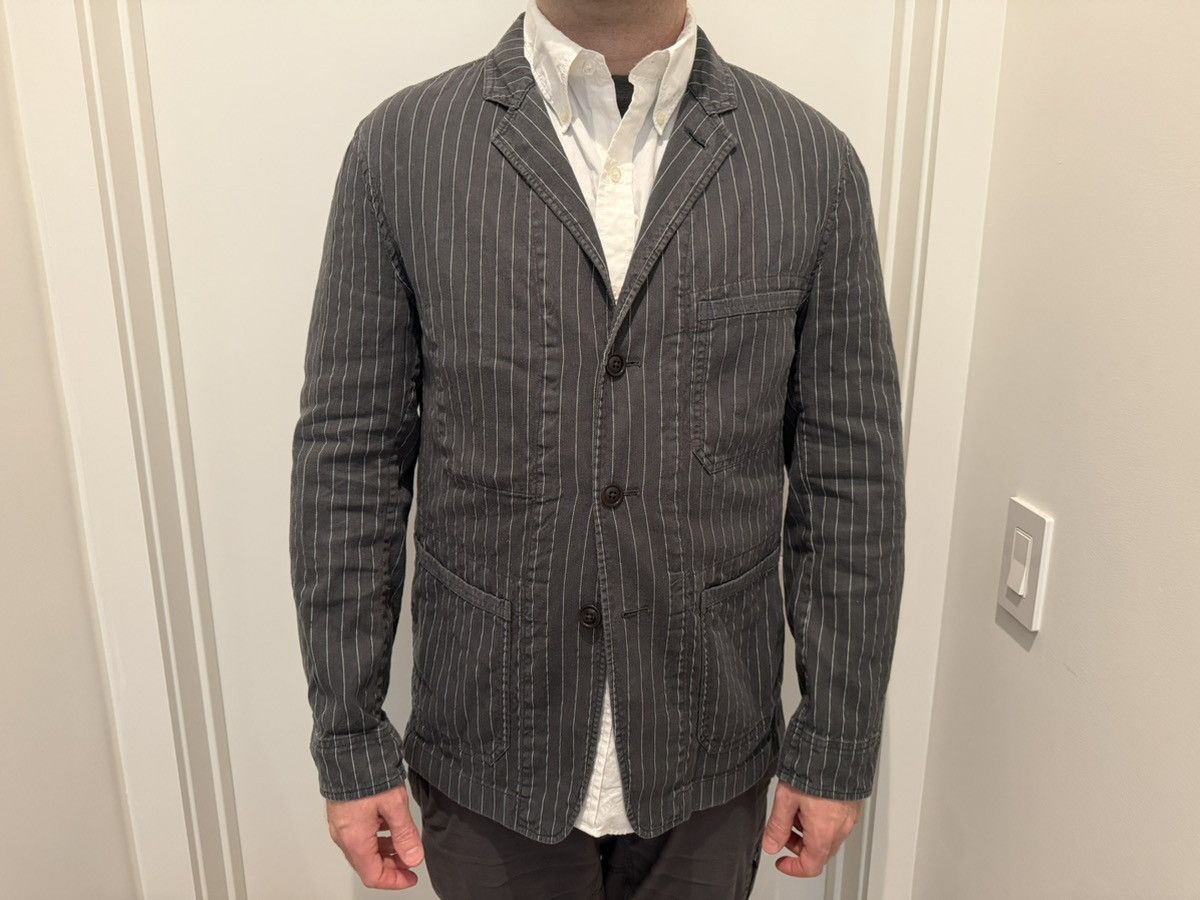 Todd Snyder Overdye stripe studio coat in charcoal Size 42L - 1 Thumbnail