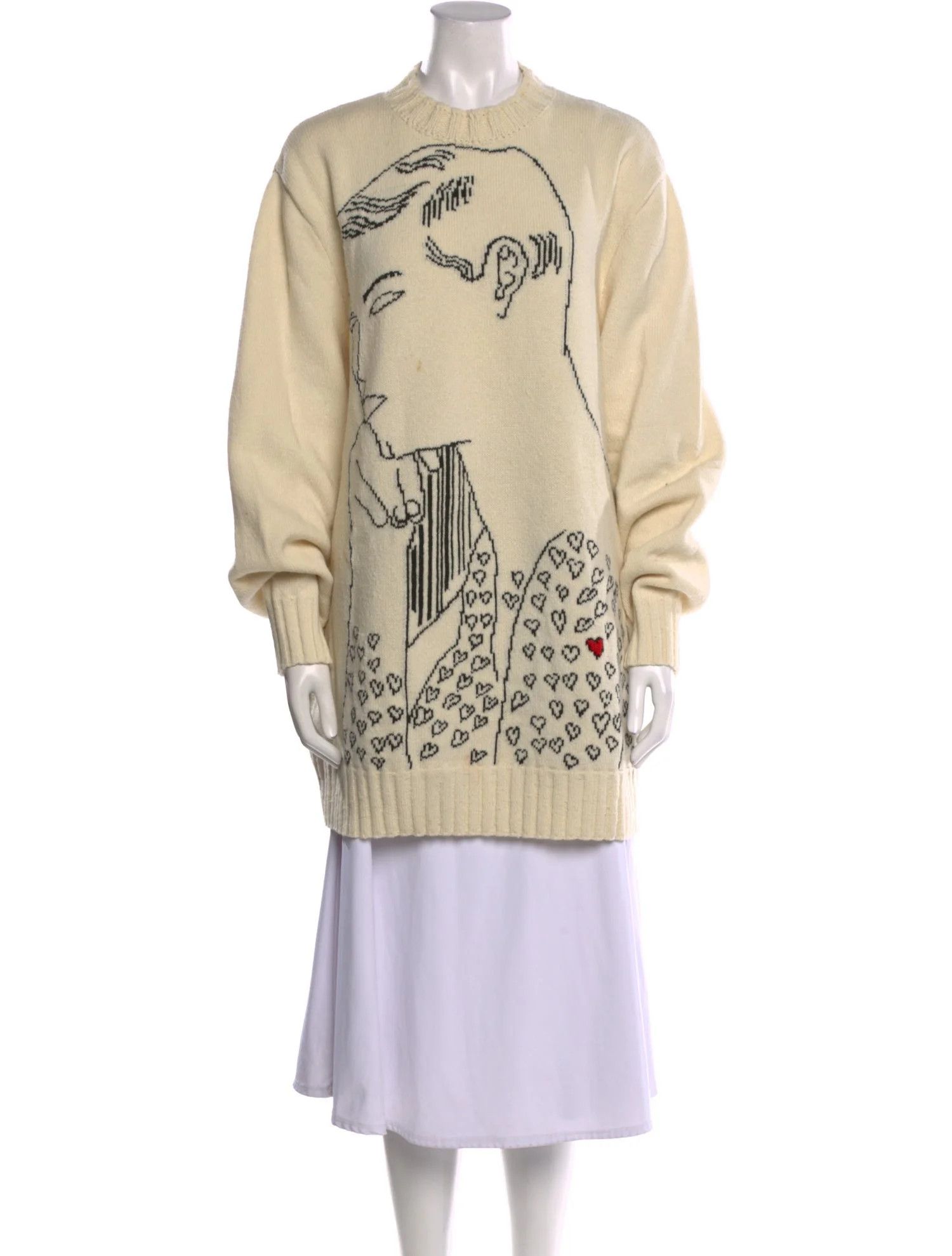 Andy Warhol × Calvin Klein 205W39NYC o1tko11025 Andy Warhol Warhol Intarsia Sweater Light Beige Size S / US 4 / IT 40 - 1 Thumbnail