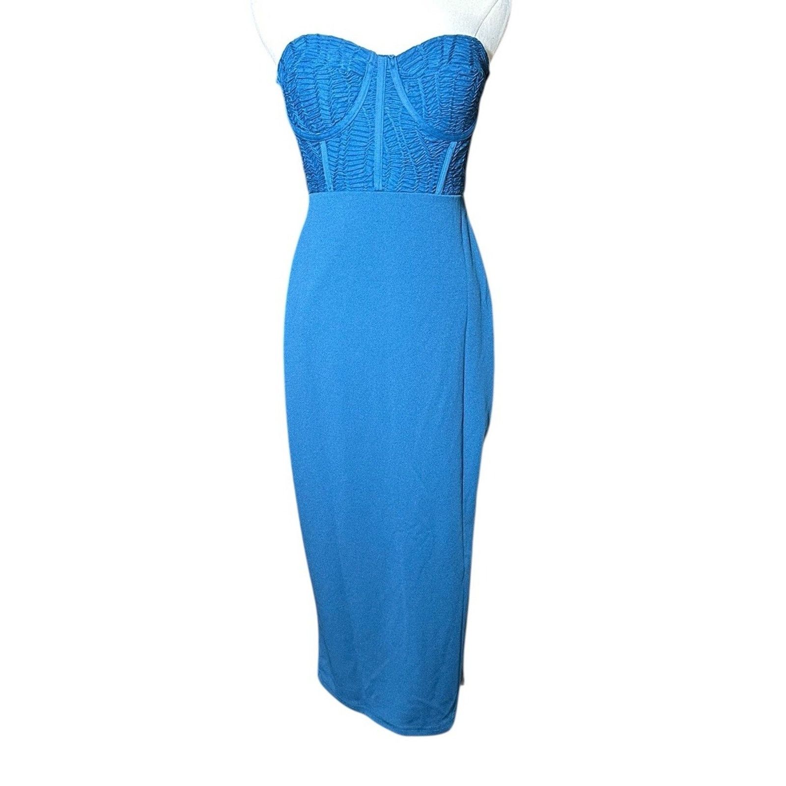 Other Lulus Passionate Aura Teal Blue Strapless Midi Dress Sz M Size M / US 6-8 / IT 42-44 - 3 Thumbnail