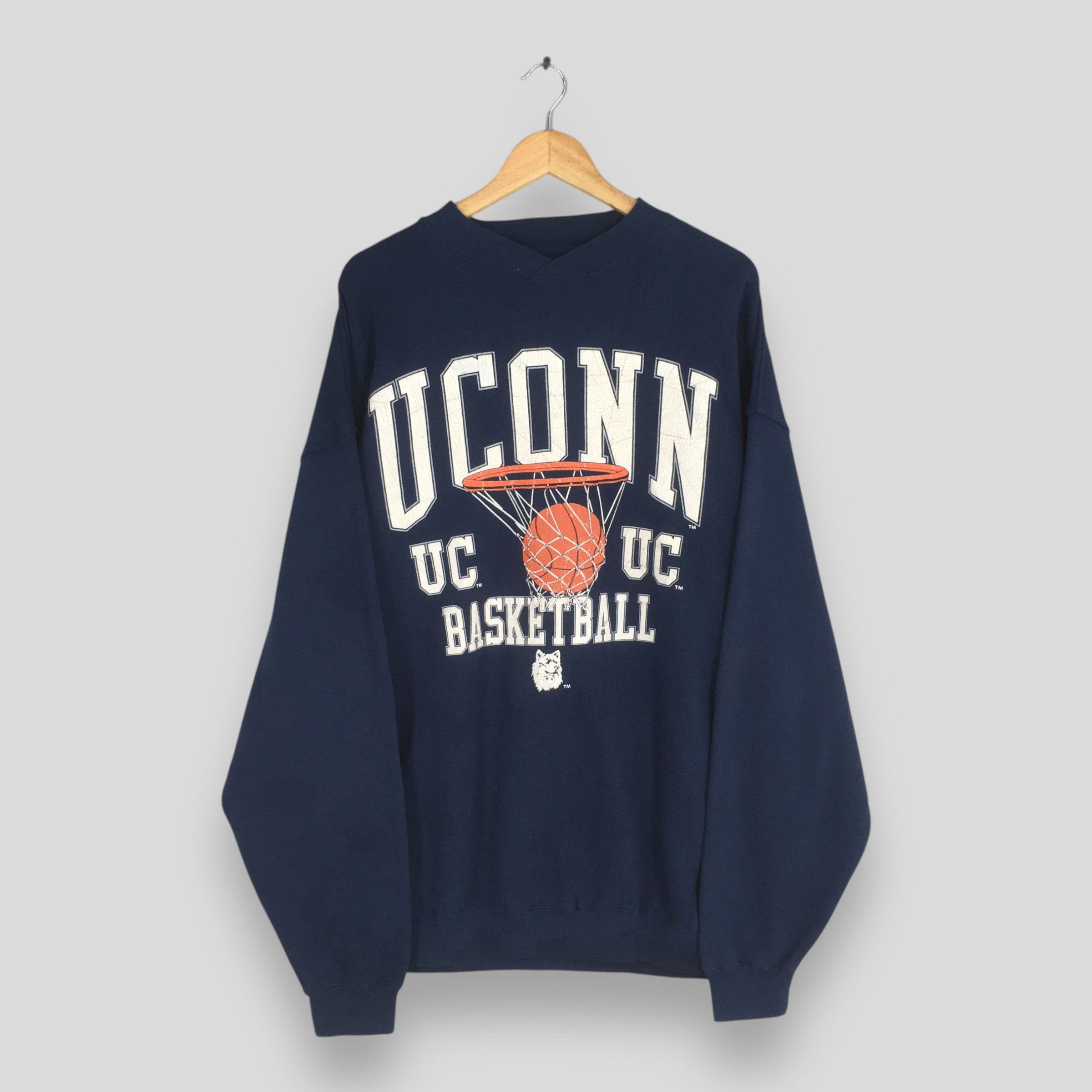 Vintage 90s Uconn Connecticut Huskies Blue Sweatshirt XLarge