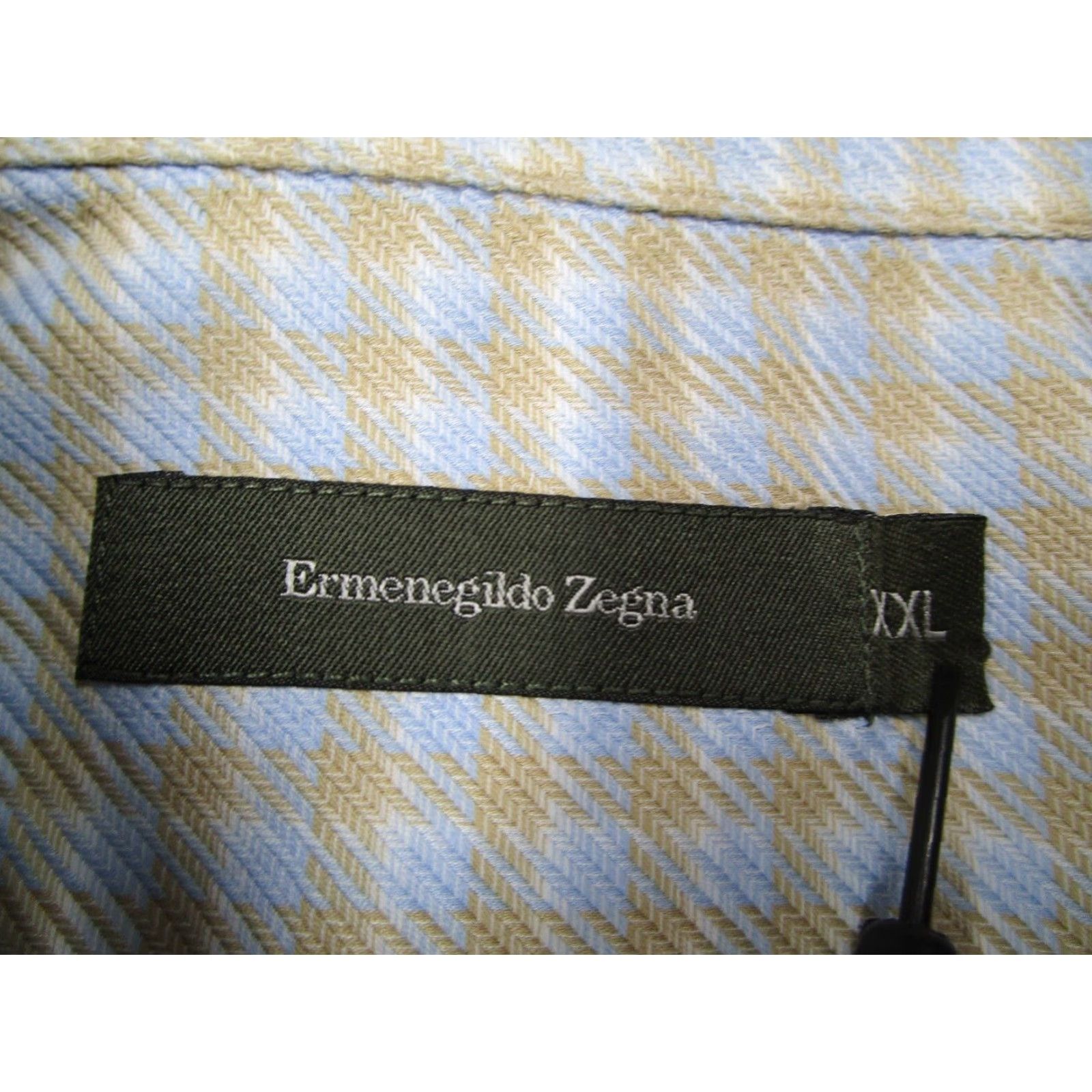 Ermenegildo Zegna VINTAGE Ermenegildo Zegna Dress Shirt Mens 2XL Beige Twill Button Up Business Casual Formal Cotton Size 48R - 3 Thumbnail