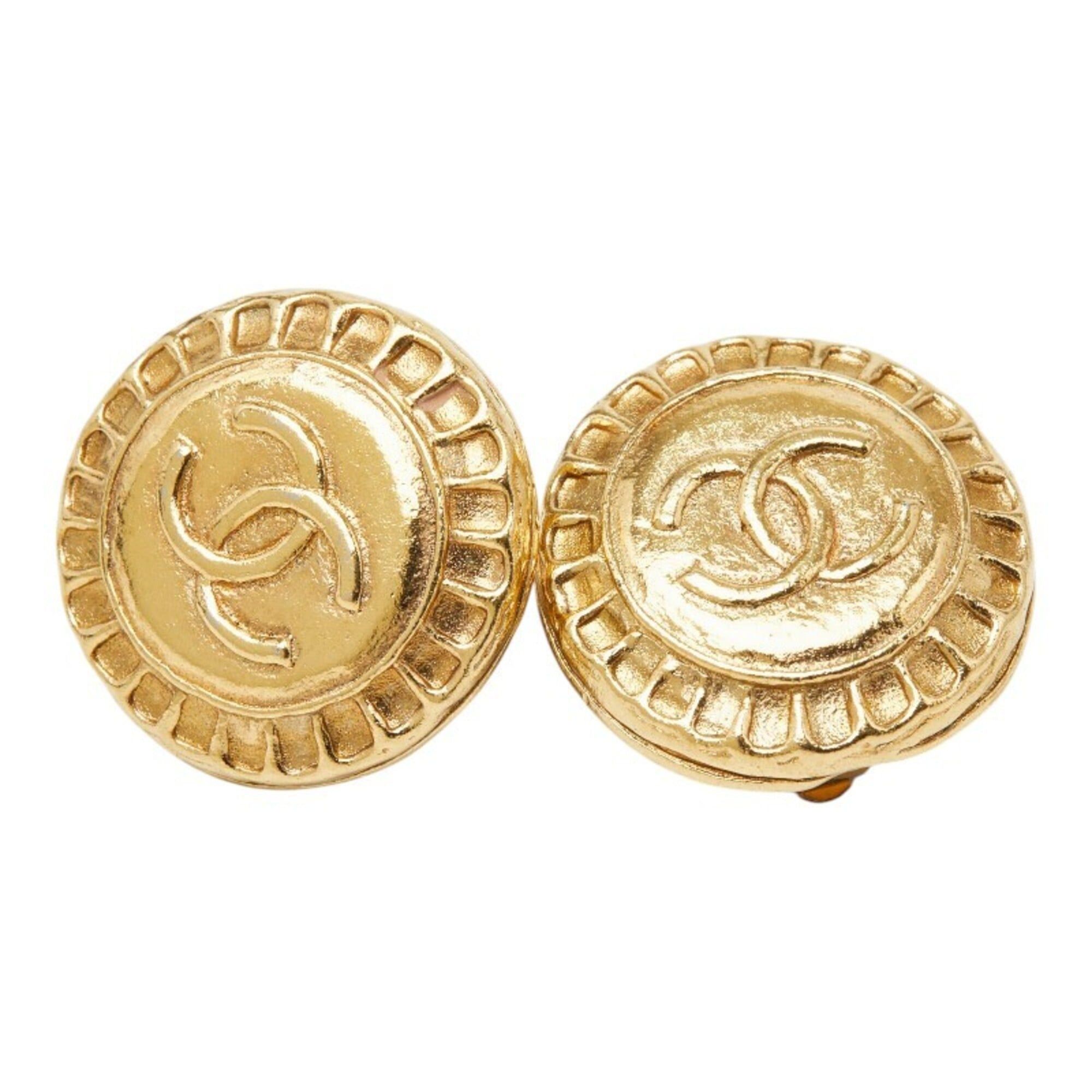 Chanel Chanel Coco Mark Round Earrings, Gold Plated, Women's CHANEL Size ONE SIZE - 1 Thumbnail