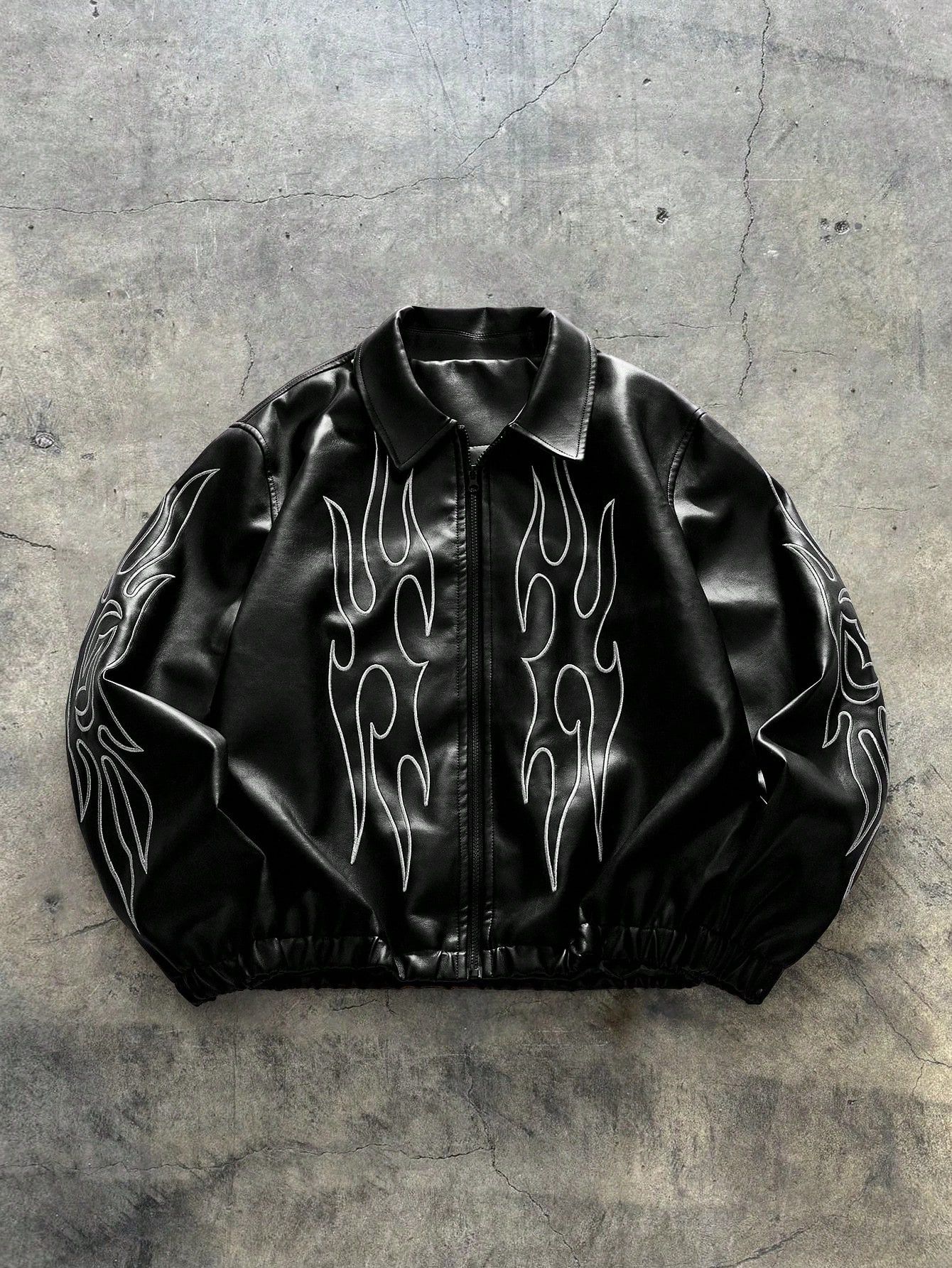Other Flame Design Faux Leather Jacket – Black 🖤 Size US S / EU 44-46 / 1 - 1 Thumbnail