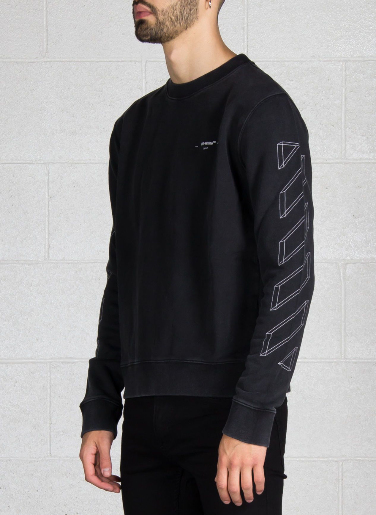 Off-White Washed Black 3D Line Diag Arrows Logo Sweatshirt Size US S / EU 44-46 / 1 - 4 Thumbnail