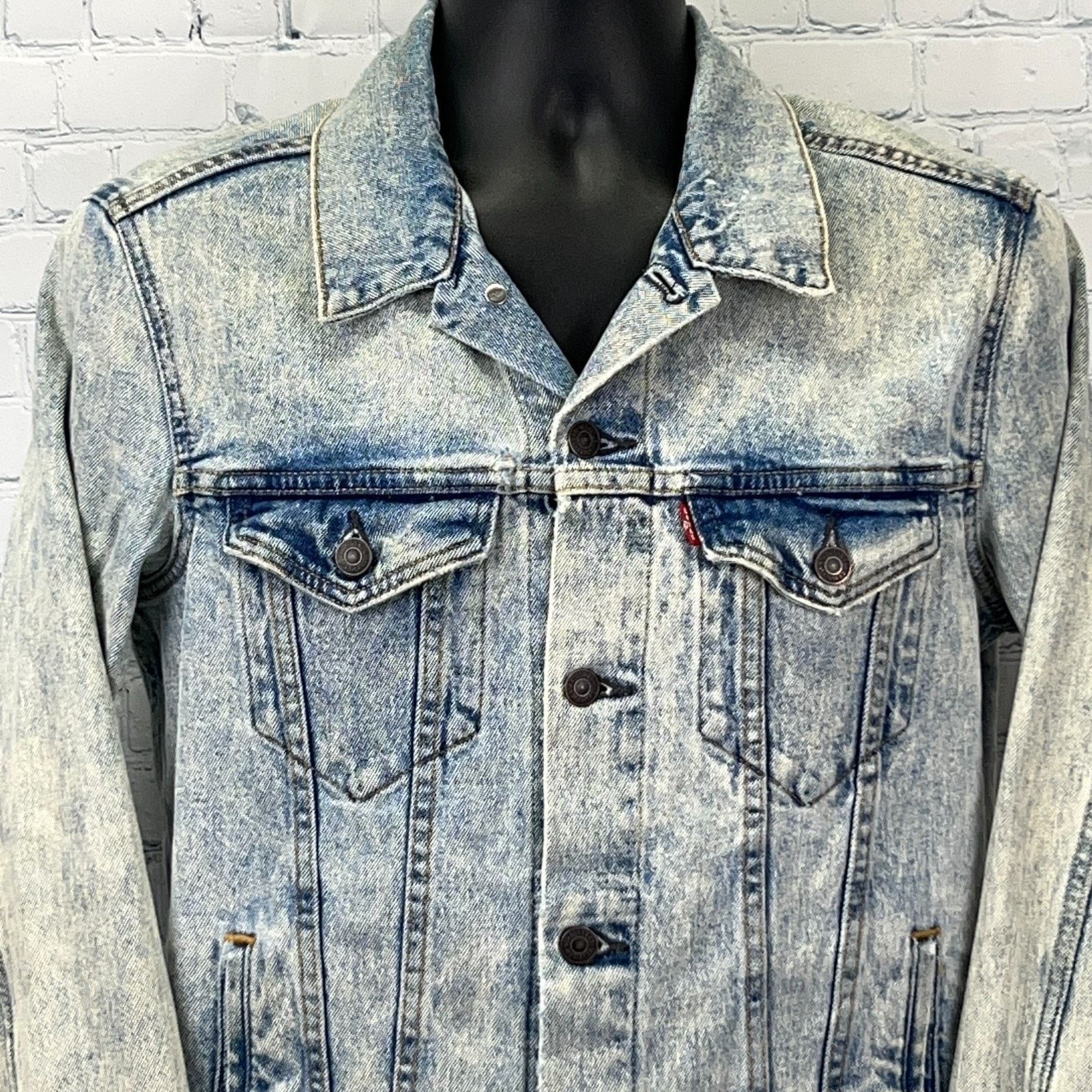 Levi's Levis Acid Wash Denim Jean Trucker Jacket Cloud Blue S Small Size US S / EU 44-46 / 1 - 7 Thumbnail