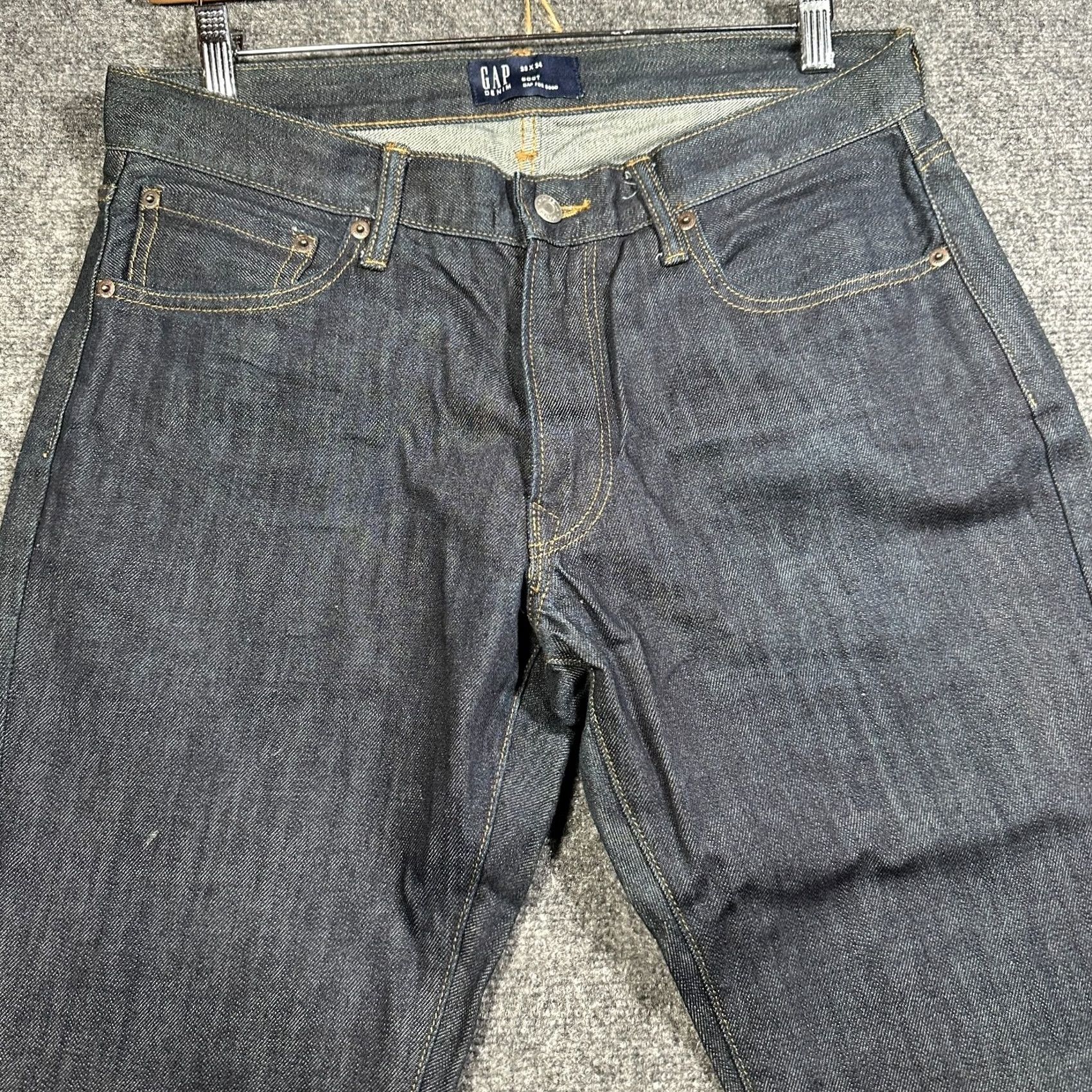 Gap GAP Jeans Mens 33 Boot Dark Wash 5-Pocket Denim Cotton Regular Rise Inseam 34 Blue Mens Jeans Bootcut Carded Size 33 Tea Size US 33 - 3 Thumbnail