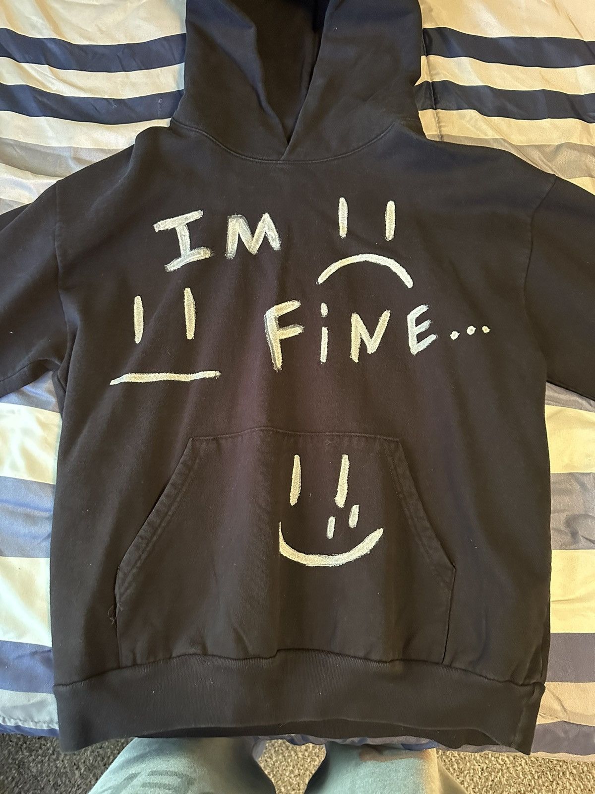 Image of Vintage I’M Fine Hoodie in Black, Men's (Size XL)