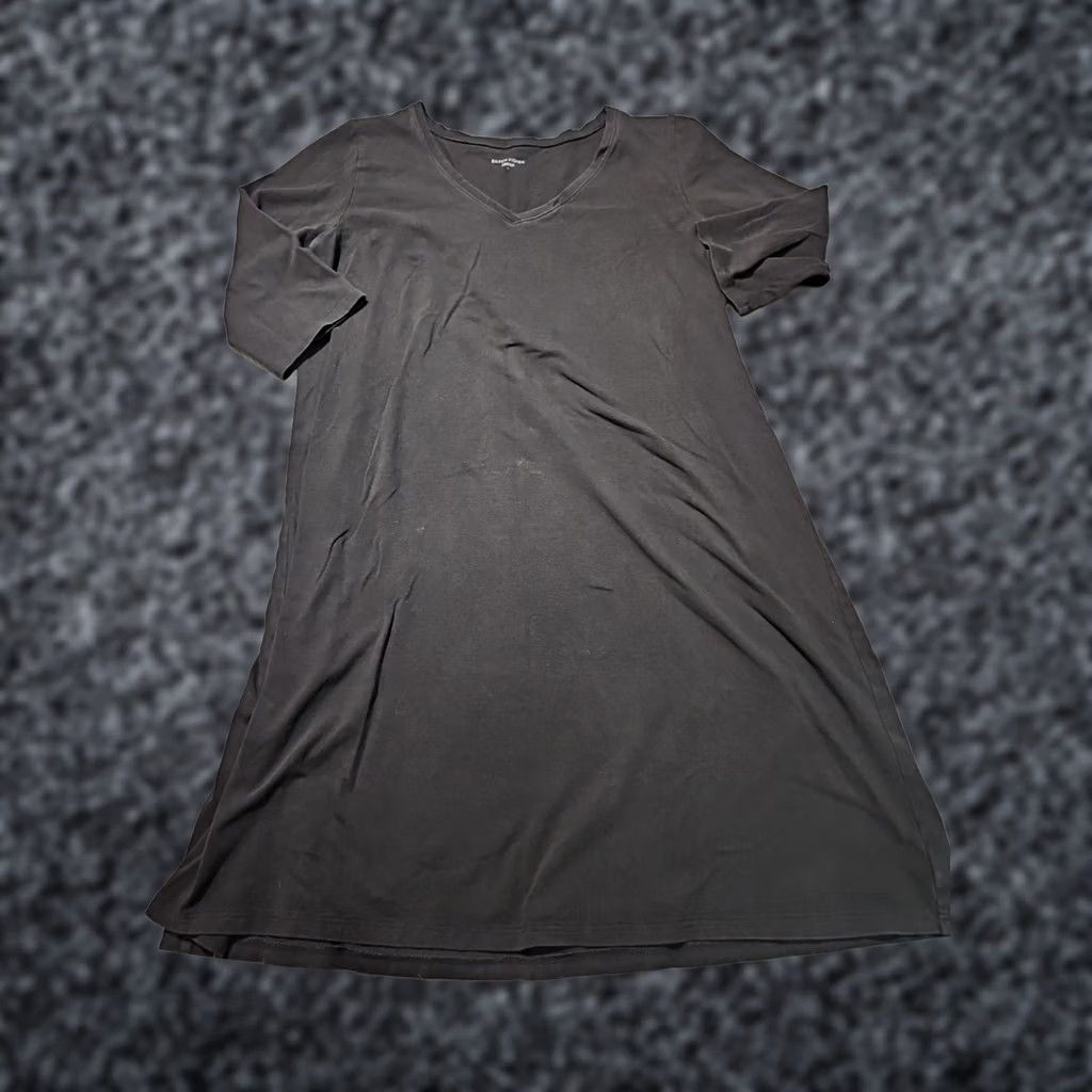 Eileen Fisher VINTAGE? No. Eileen Fisher Shirt Dress L Black V-Neck Basic Casual Relaxed Top Womens Large Black Shirt Dress Modern Classic Size L / US 10 / IT 46 - 1 Thumbnail