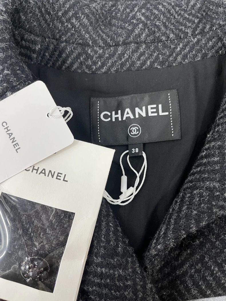 Chanel 24K gray twill wool suit vest