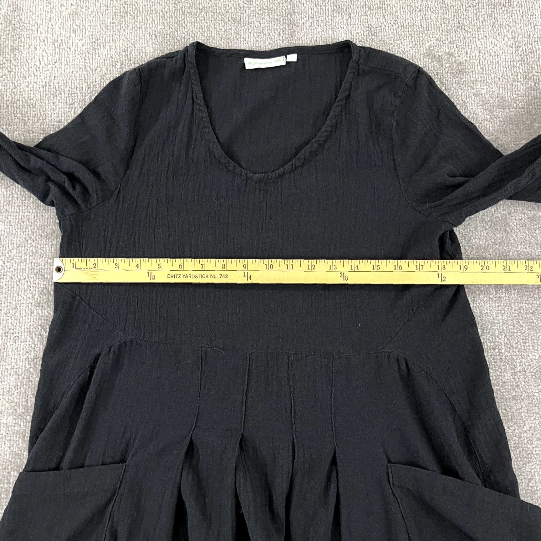 Vintage LULU-B Dress Womens Large Black Gauze 36" Lagenlook Pockets Beachy 3/4 Sleeve Size L / US 10 / IT 46 - 5 Thumbnail