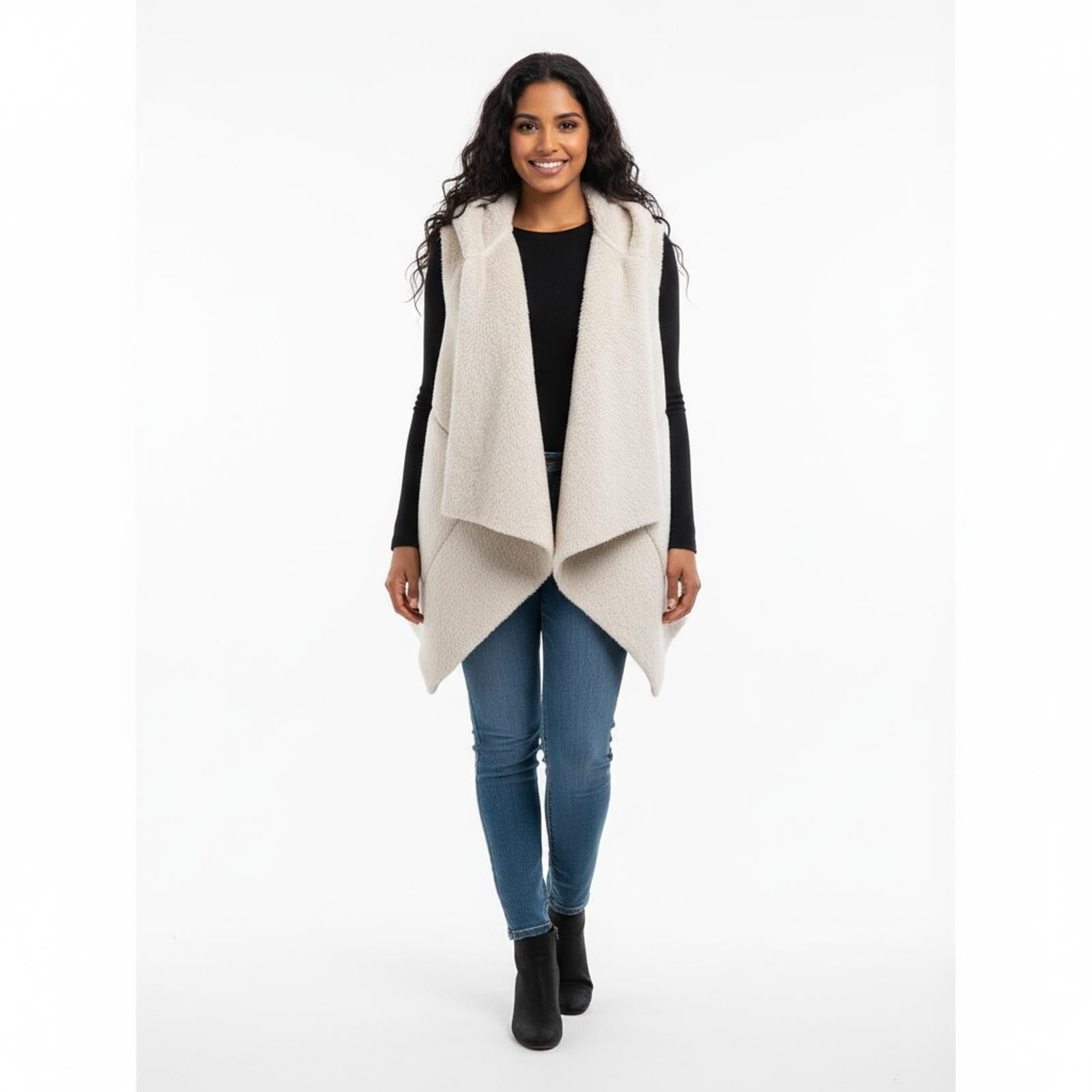Unknown London Cozy Cream Women's Draped Vest Size ONE SIZE - 1 Thumbnail