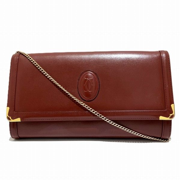 Cartier Cartier Cartier Must Line Bordeaux Leather Clutch Bag Leather Clutch Bag in Good Condition Size ONE SIZE - 1 Thumbnail