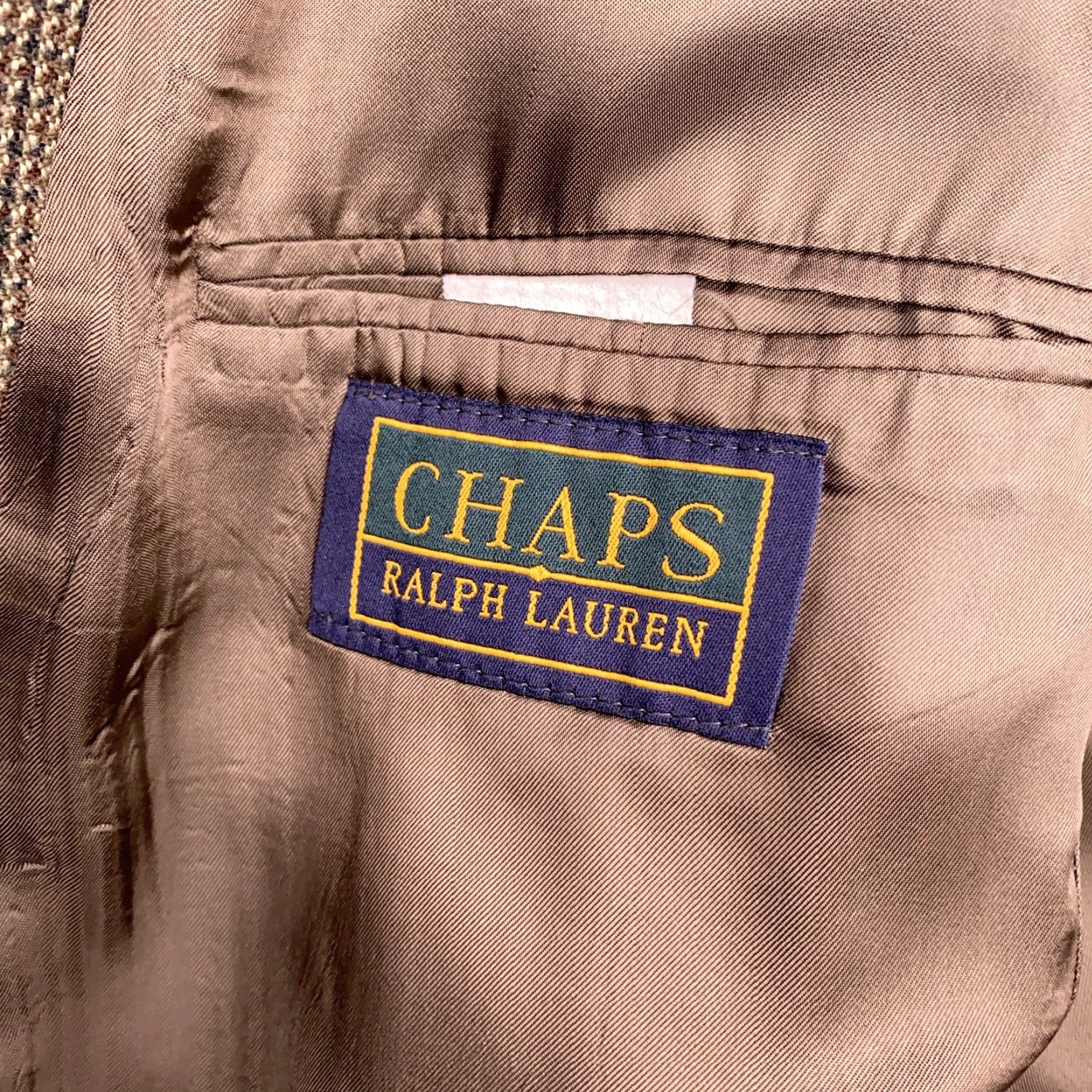 Chaps VINTAGE Chaps Ralph Lauren Sport Coat Blazer Wool Brown Notch Lapel Single-Breasted 50 Big & Tall Extra Long Mens Size 50R - 4 Thumbnail