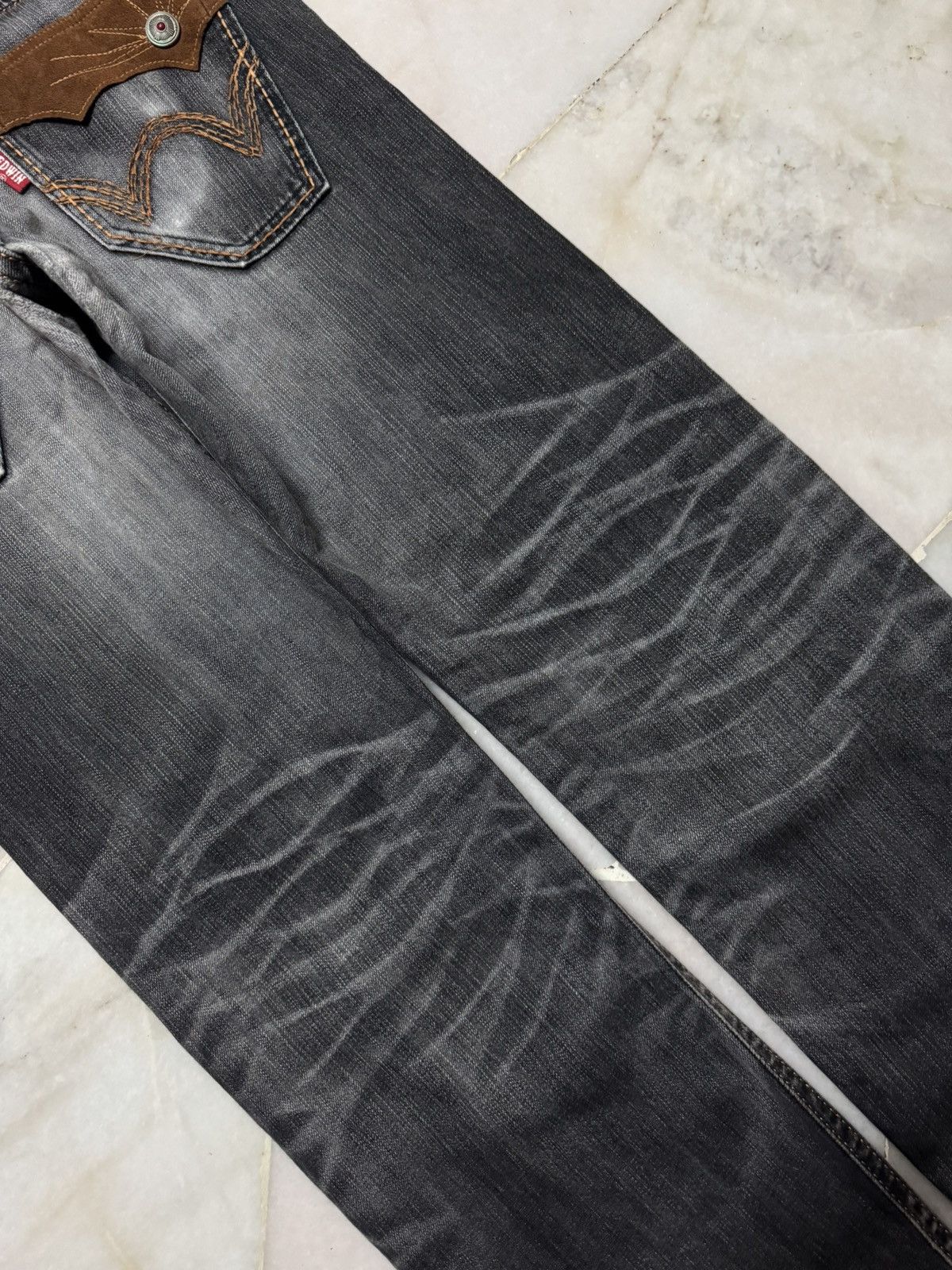 Japanese Brand 💥THRASHED💥90s STYLE EDWIN XV SICK SANDWASHED RARE FADES Size US 35 - 15 Thumbnail