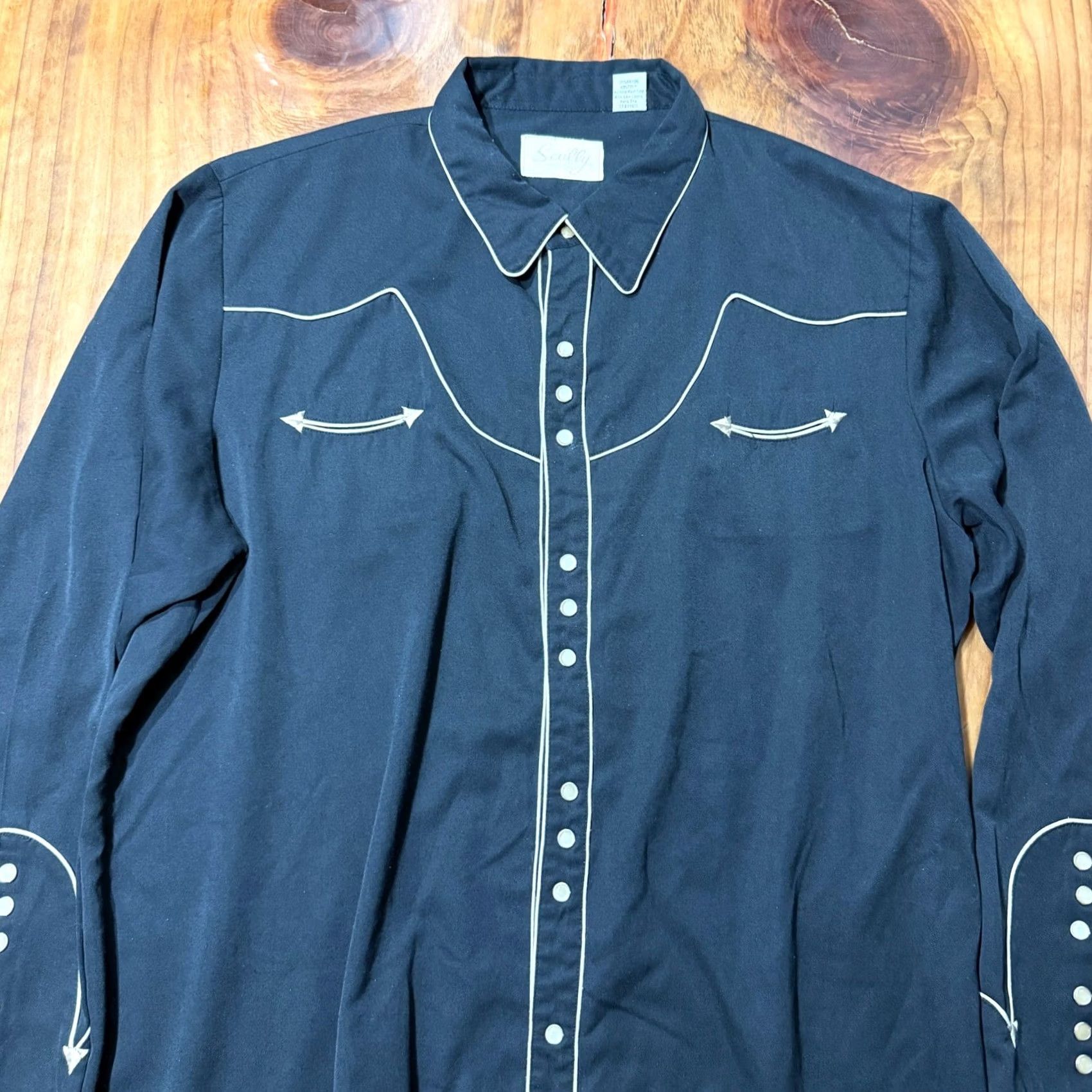 Scully Scully Shirt Men 2XL Black Button-Up Long Sleeve Collared Snap Pearl Pocket Western Casual Shirt Size US XXL / EU 58 / 5 - 2 Thumbnail