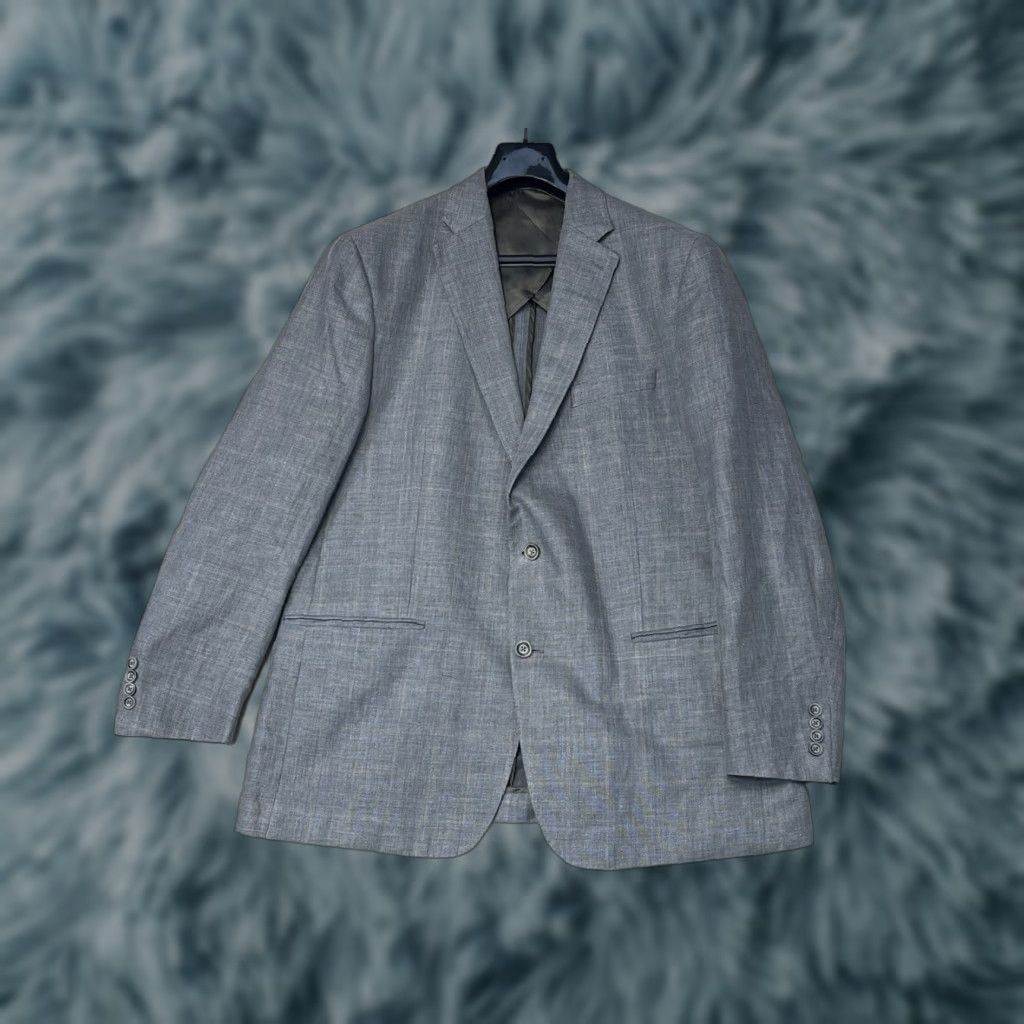 Hart Schaffner Marx Hart Schaffner Marx Gray Blazer Wool Linen Men 46L Union Made Jacket Suit Regular Single-Breasted 1 Piece Chest 46L Classic Business Men Size 46R - 1 Thumbnail