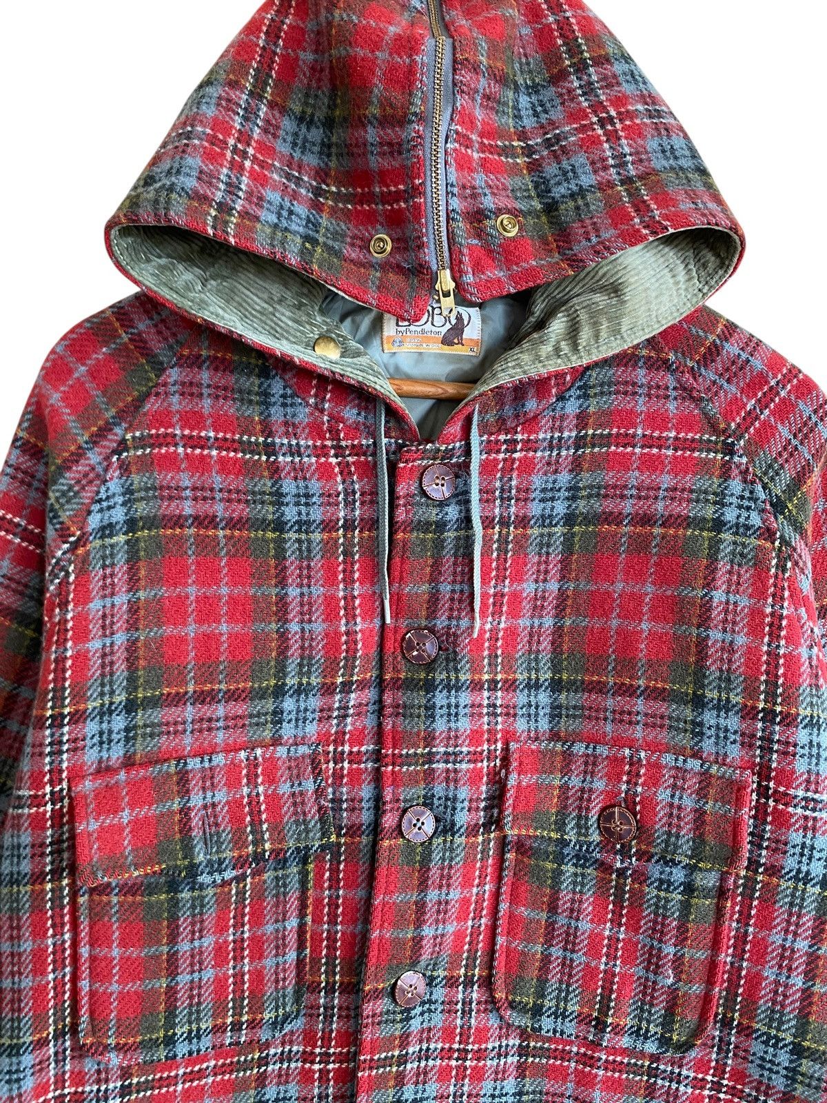 Pendleton Rare Vintage Lobo By Pendelton Checkered Wool Hoodie 1970s Size US XL / EU 56 / 4 - 3 Thumbnail